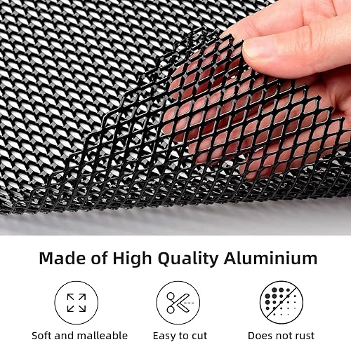 Miniatura 101 de AggAuto Malla universal para parrilla de automóvil de 40 x 13 pulgadas, de acero inoxidable revestido de cloruro de polivinilo, rejilla