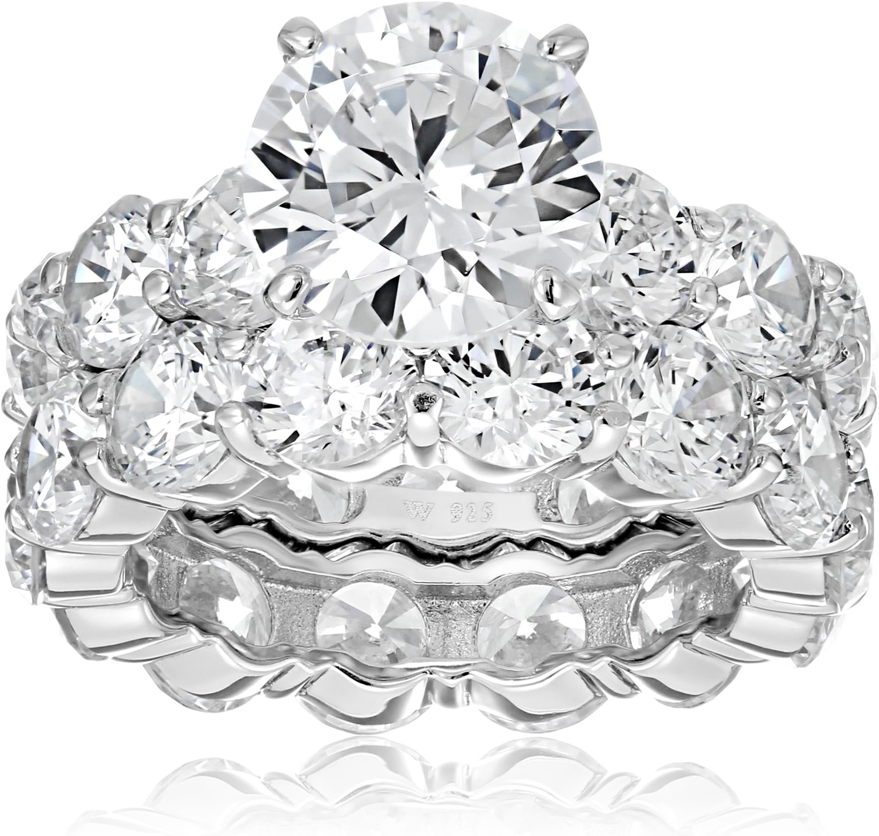 Charles Winston Sterling Silver and Cubic Zirconia Bridal Set, 4.00 ct. Center, 17.00 ct. tw.