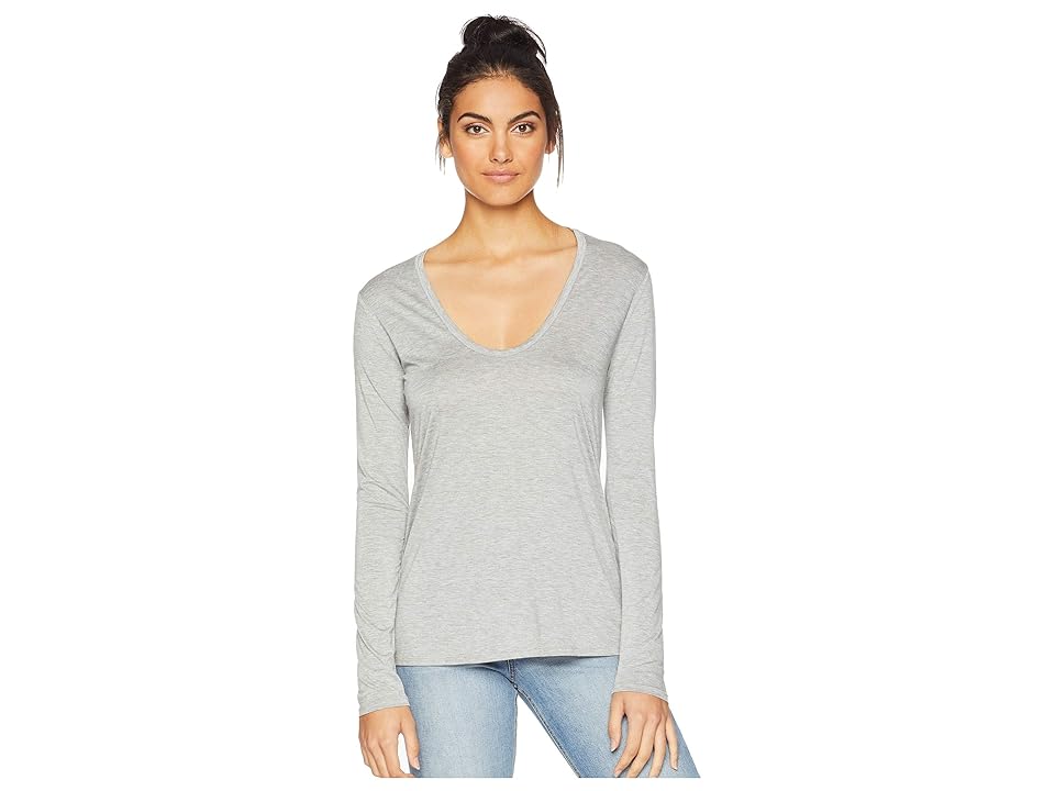 

Splendid Madison Long Sleeve Rayon Jersey Scoop Neck Tee (Heather Grey) Women's Clothing, Gray