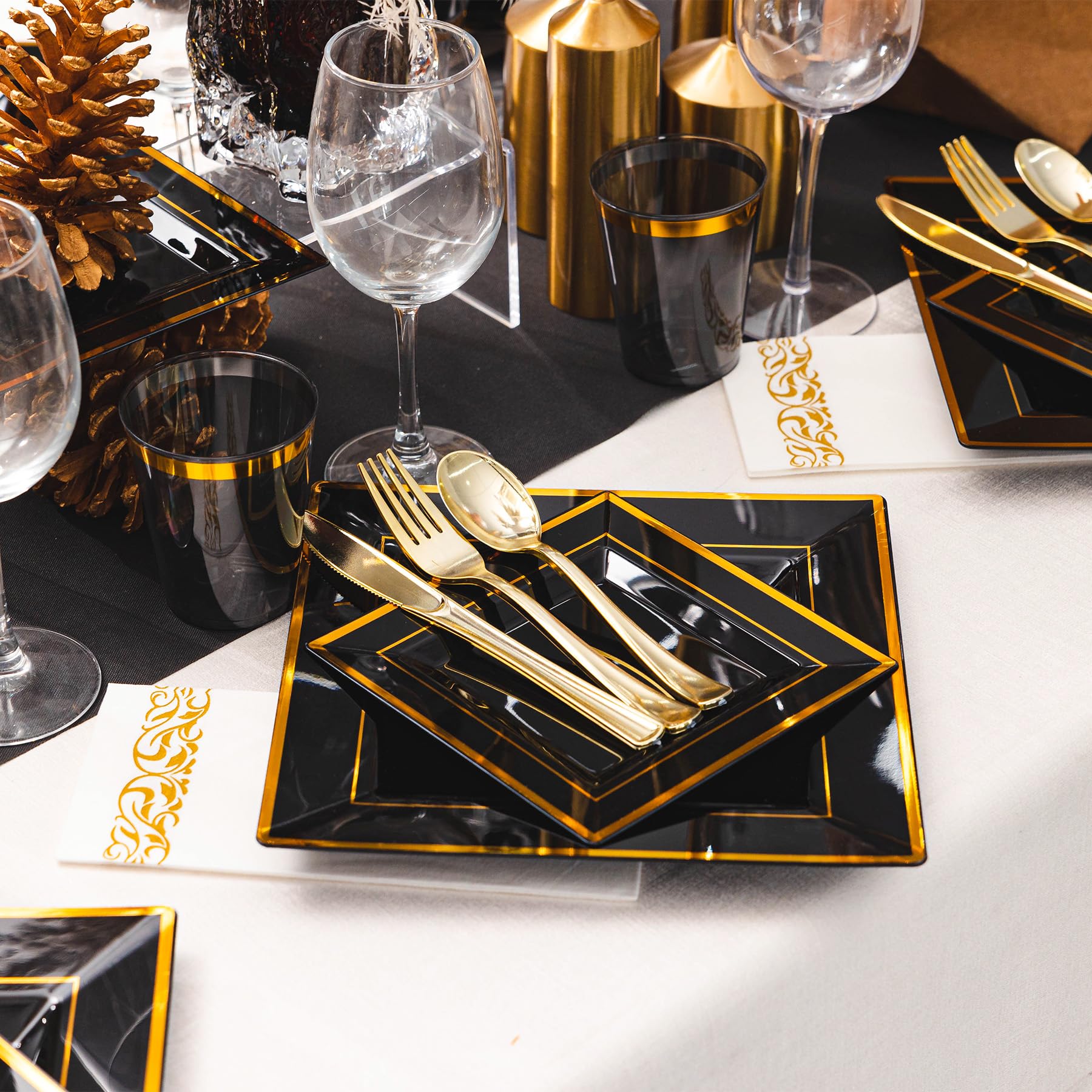 Black & Gold Disposable Plates - 350 Pack -5