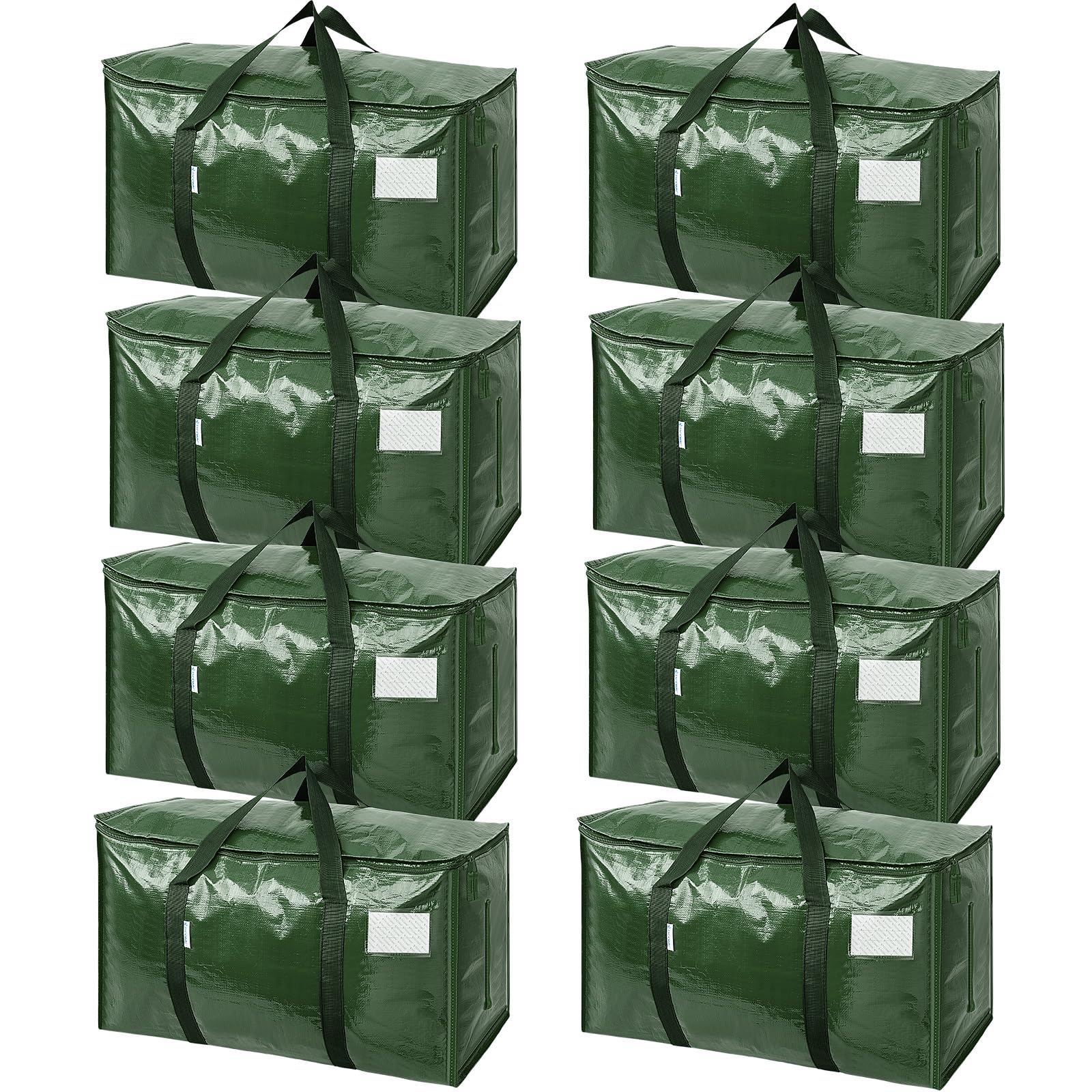 TICONN 8 Pack Extra Large Moving Bags Heavy Duty with Zippers & Carrying Handles, Durable Storage Bags Moving Boxes for Closet Organizers and Storage (8 Pack, Olive)