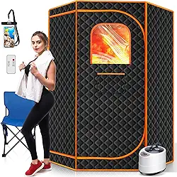 Sauna a vapor portátil para casa, caixa de sauna portátil de corpo inteiro para casa com 9 níveis de calor ajustáveis, sauna a vapor com vaporizador de 3L 1500W, cadeira dobrável