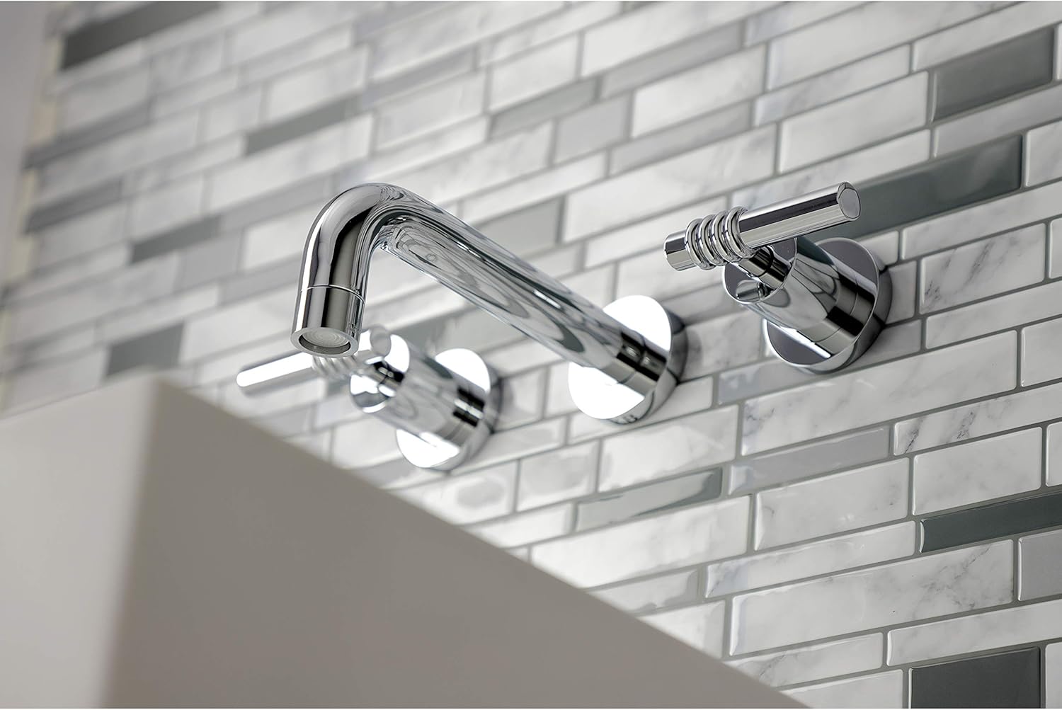 Kingston Brass KS8121ML Milano 2-Handle 8 in. Wall Mount Bathroom Faucet, Polished Chrome