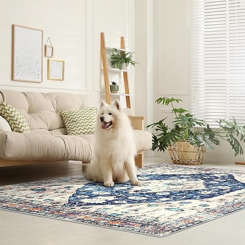 Miniatura 555 de Lahome Tapete tribal bohemio, pequeño, suave, antideslizante, lavable, de pelo corto, para piso en puerta, interior, entrada, baño, silla, Verde