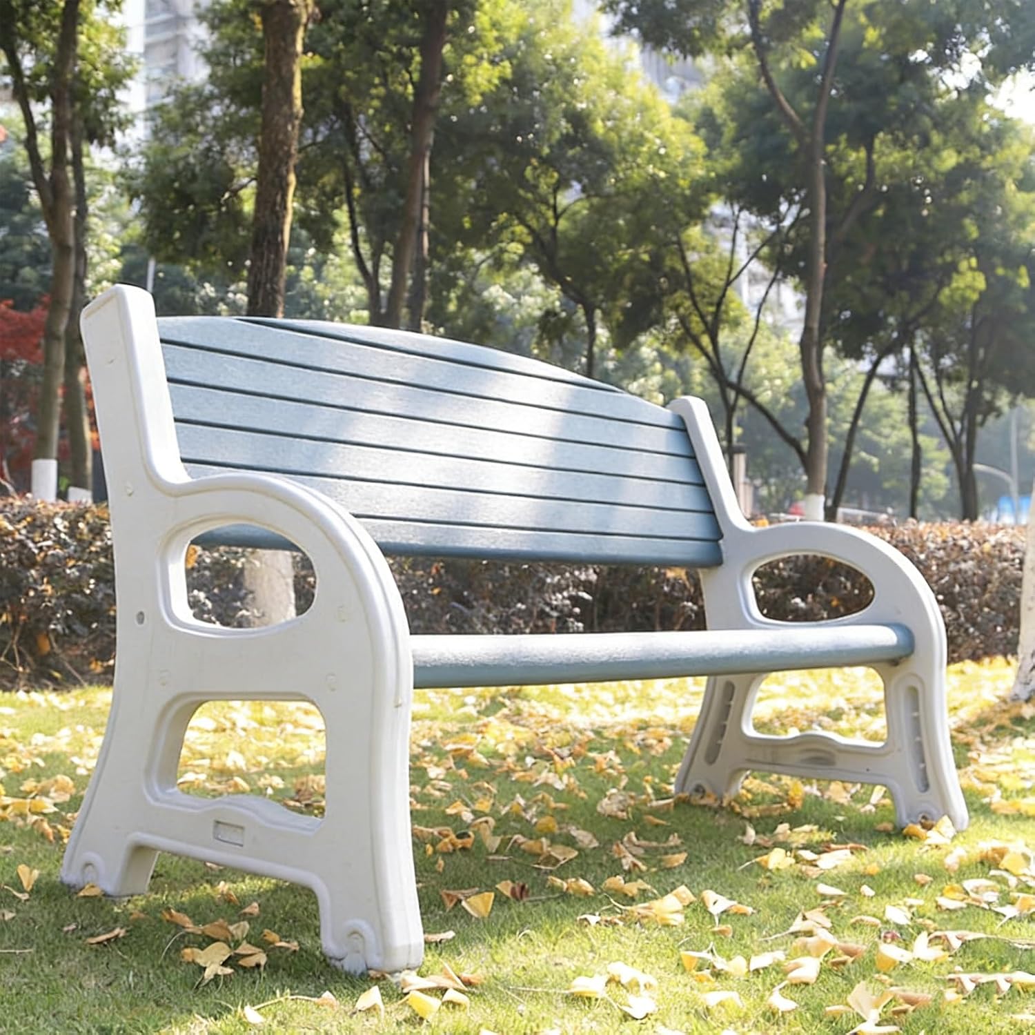 Plastic Park Bench, Outdoor Bench with Backrest, Capable of Carrying 440 Lbs, Suitable for Courtyards, Streets, Lawns, Foyer(58x67x92cm/23x26x36in)