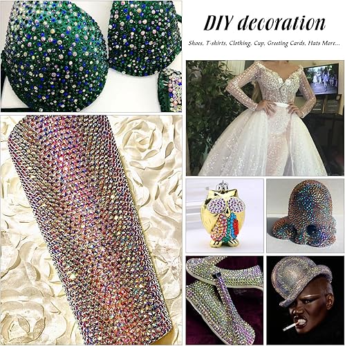 Miniatura 6 de 6796 unidades de diamantes de imitación termoadhesivos para Ab, piedras de cristal para tela, ropa, camisas, parte trasera plana brillante redonda