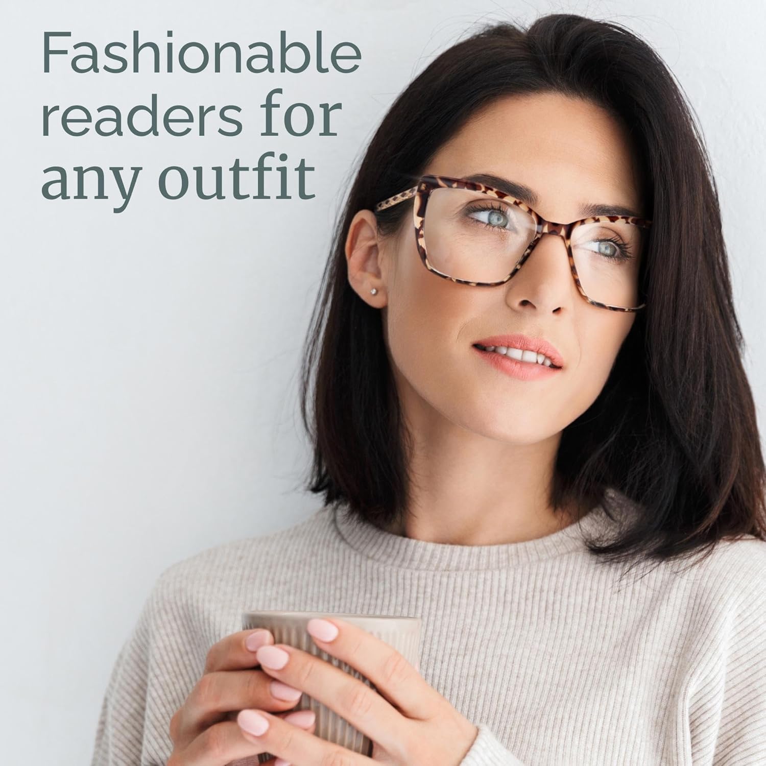 CCVOO Trendy Reading Glasses for Women, Oversized Blue Light Readers, Cheaters Eyeglasses, Stylish Square Cat Eye Glasses - Image 6