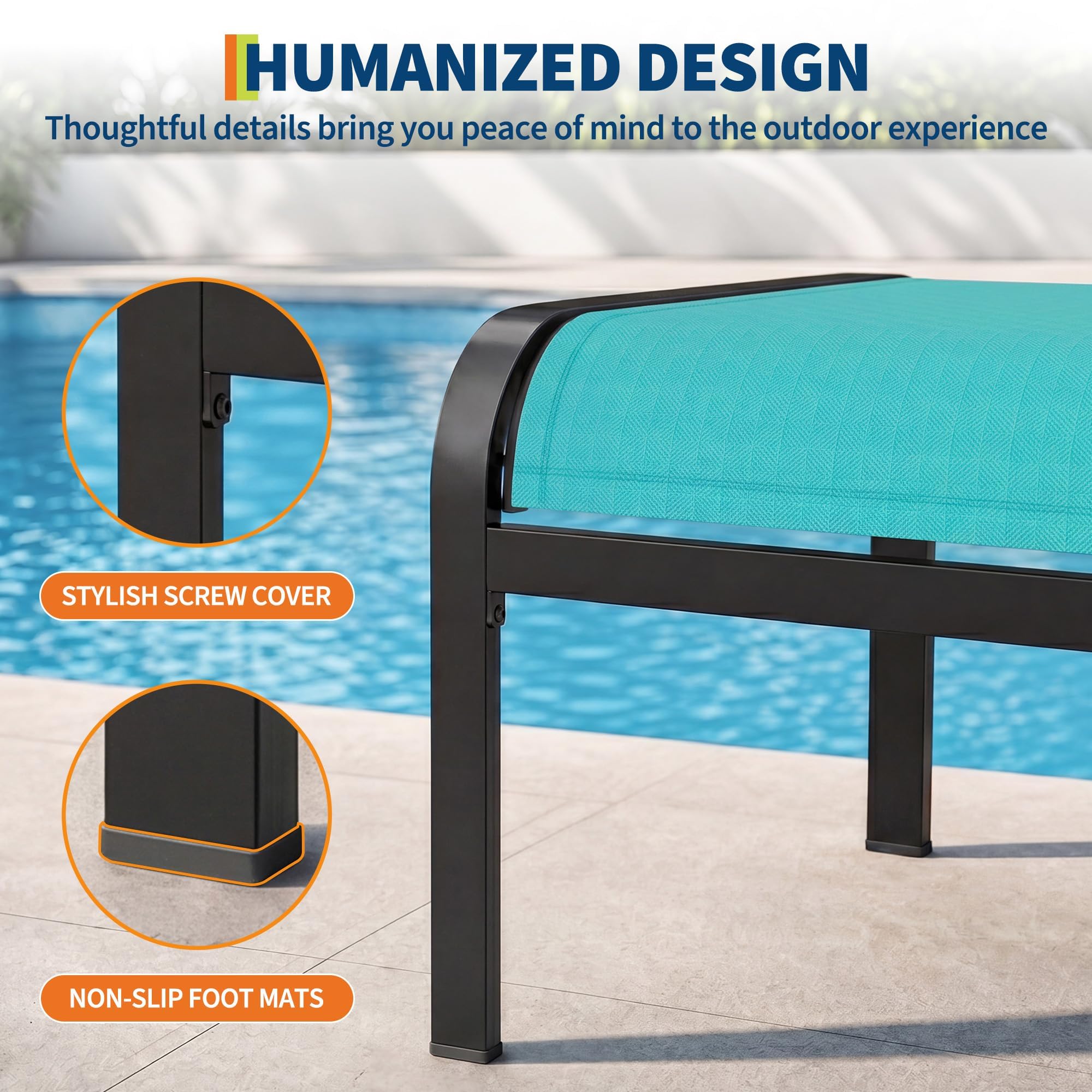 Garvee Textilene Outdoor Fußhocker – Klappbarer Hocker Für Terrasse Balkon, Cyan