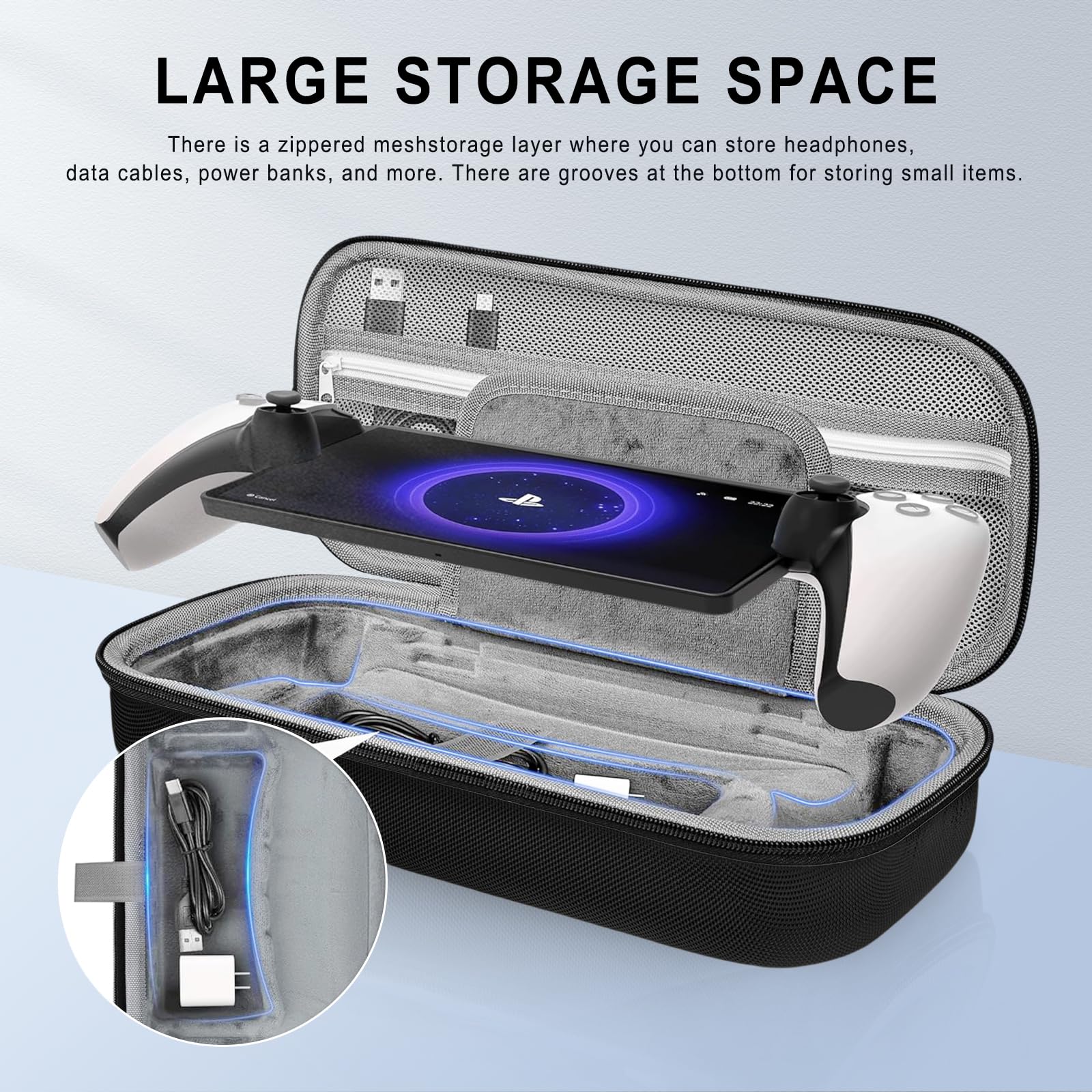 AriKroii 6 in 1 Set di Accessori per PlayStation Portal,Custodia per PS Portal Remote Player,per PS Portal Storage Bag,Cover per PS Portal,2 Confezioni di Pellicola per lo Schermo in Vetro Temperato