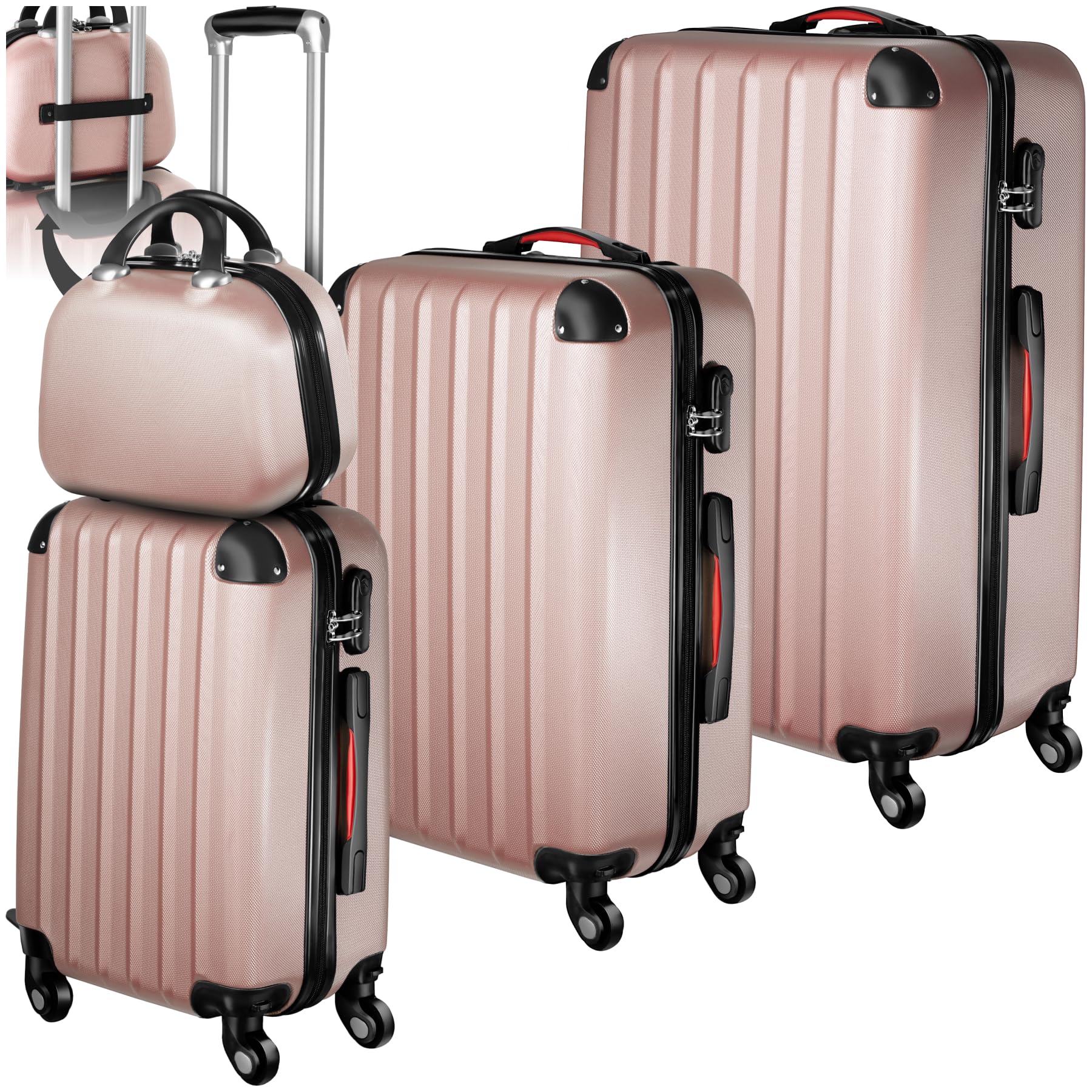 TecTake Lot de 4 Valises de Voyage Grande Taille Valise Cabine soute Multifonction en ABS Polypropylène, Valise...