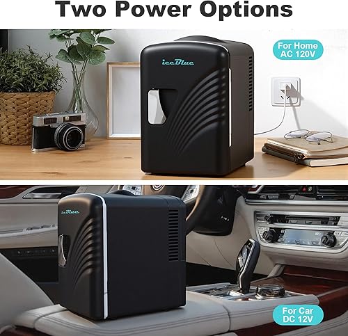 Miniatura 5 de Iceblue Mini refrigerador, refrigerador pequeño retro de 4 litros/6 latas, enchufe de CA y cargador de coche de 12V, refrigerador para productos de