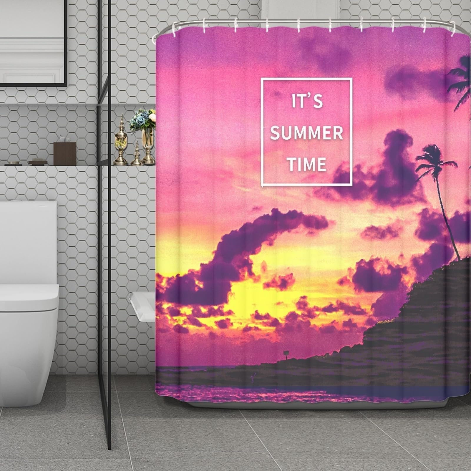 Rideau douche imperméable violet 180x220 fini les éclaboussures de baignoire au sol
