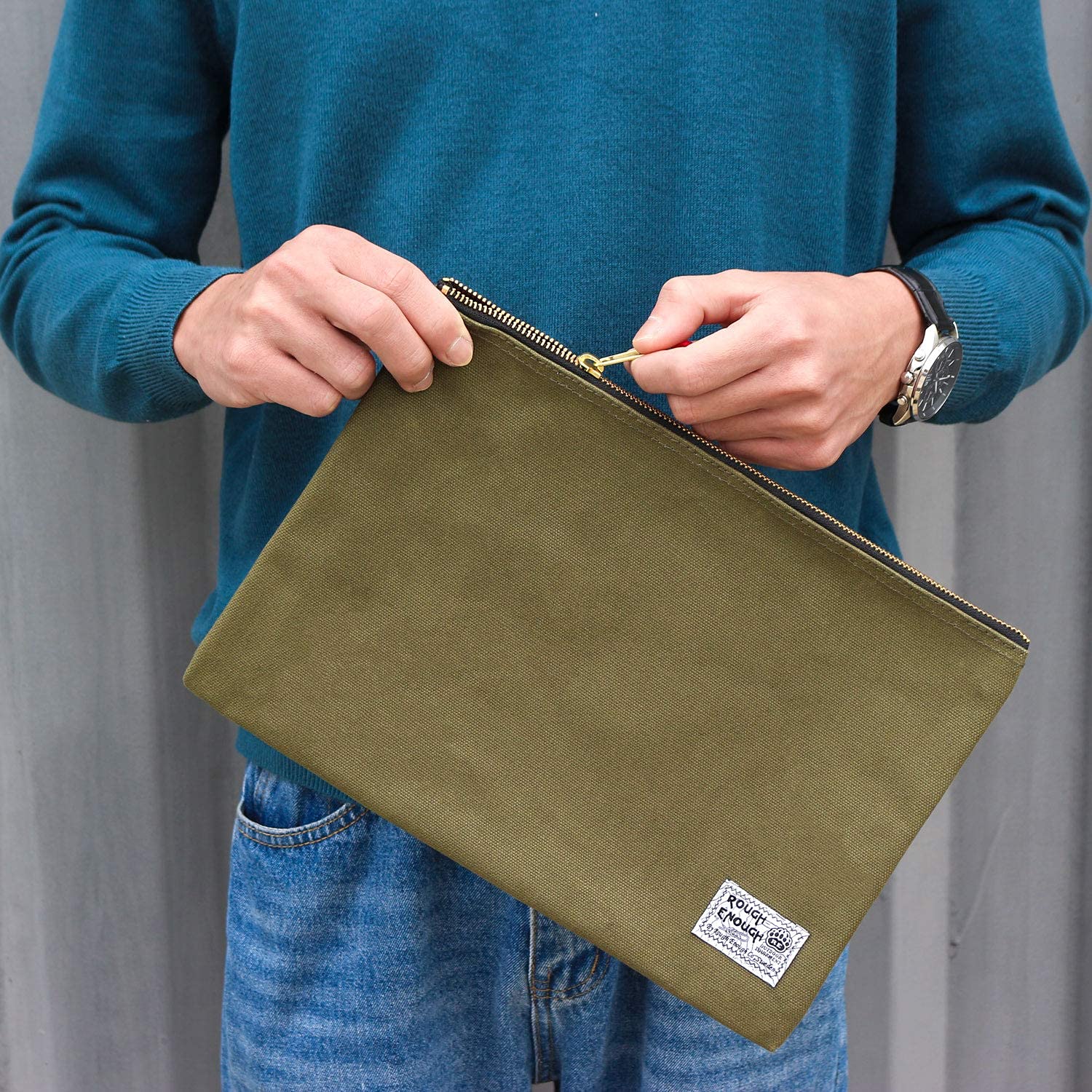 Rough Enough Leinwand Dokumententasche Dokument Aktenordner Taschen Ordner Bag Speichertasche Werkzeugbeutel Aufbewahrungstasche Multicase Datei Inhaber für Büro Schule Studenten Damen Herren
