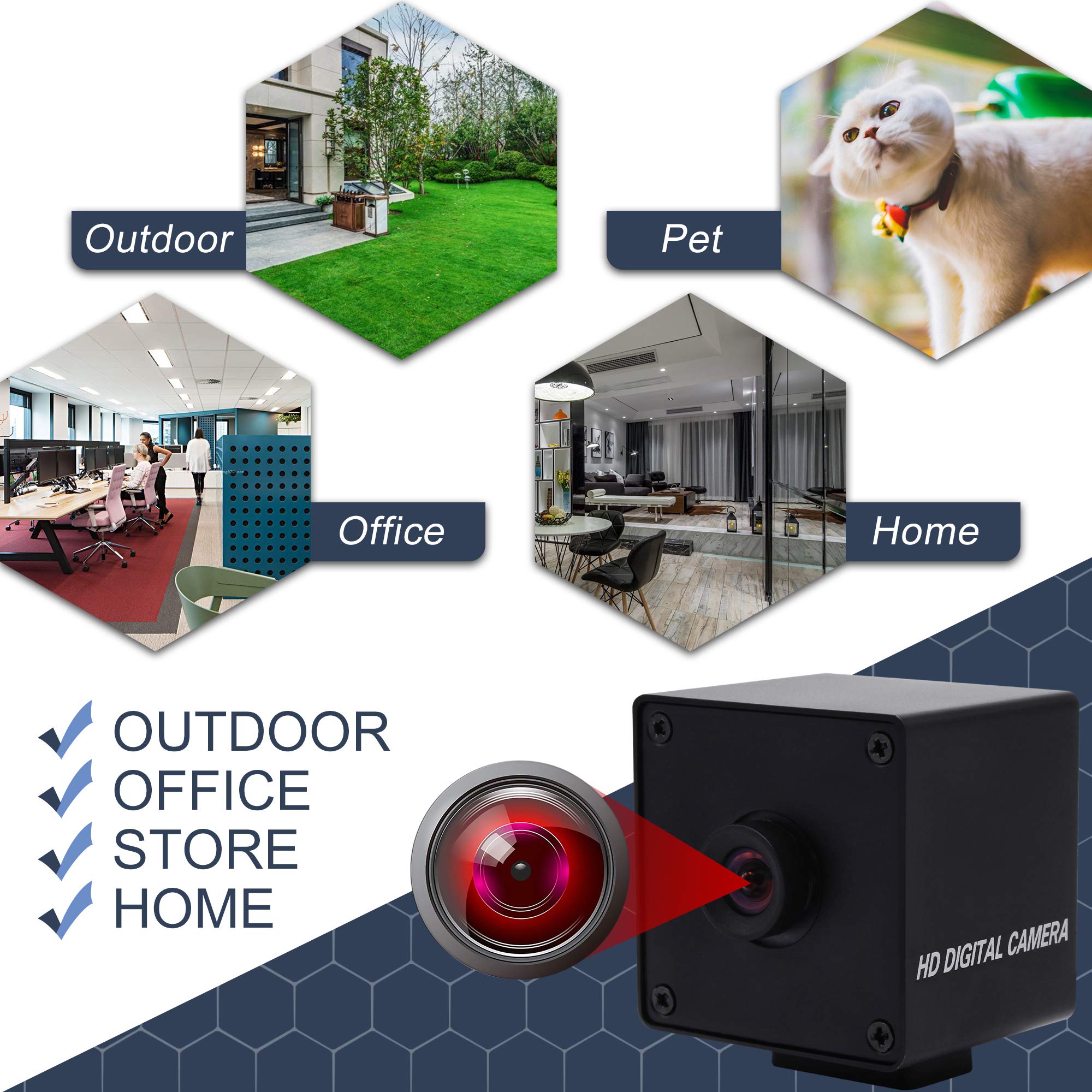 G Telecamera USB Autofocus 1080p grandangolare Webcam, 2mp 100degree Nessuna distorsione Obiettivo Webcam,Mac, Raspberry Pi