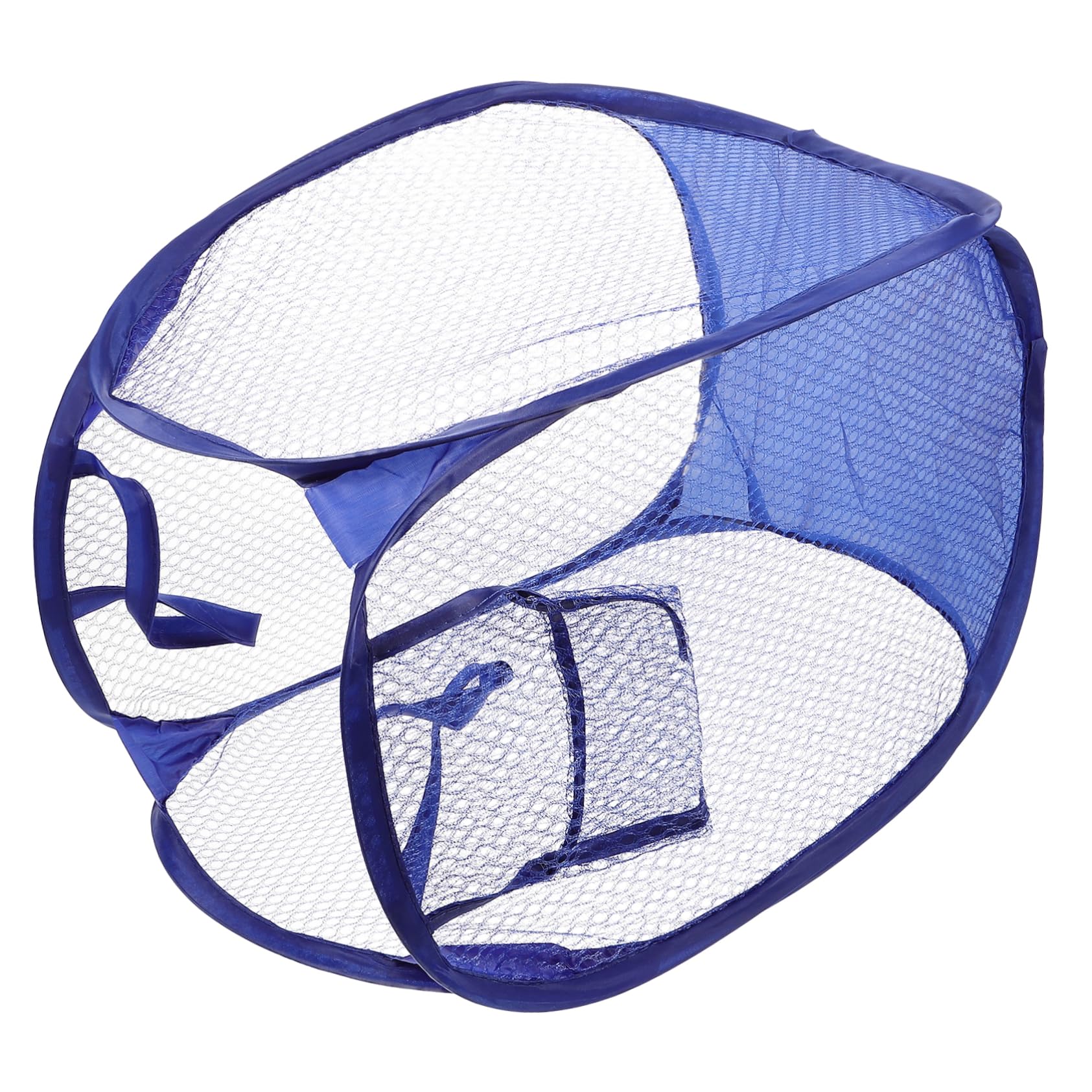 Happyyami Foldable Mesh Laundry Basket with Side Pocket Carry Handles Portable Clothes Hamper for College Dorm Apartments and Camping Easy Open Design Blue