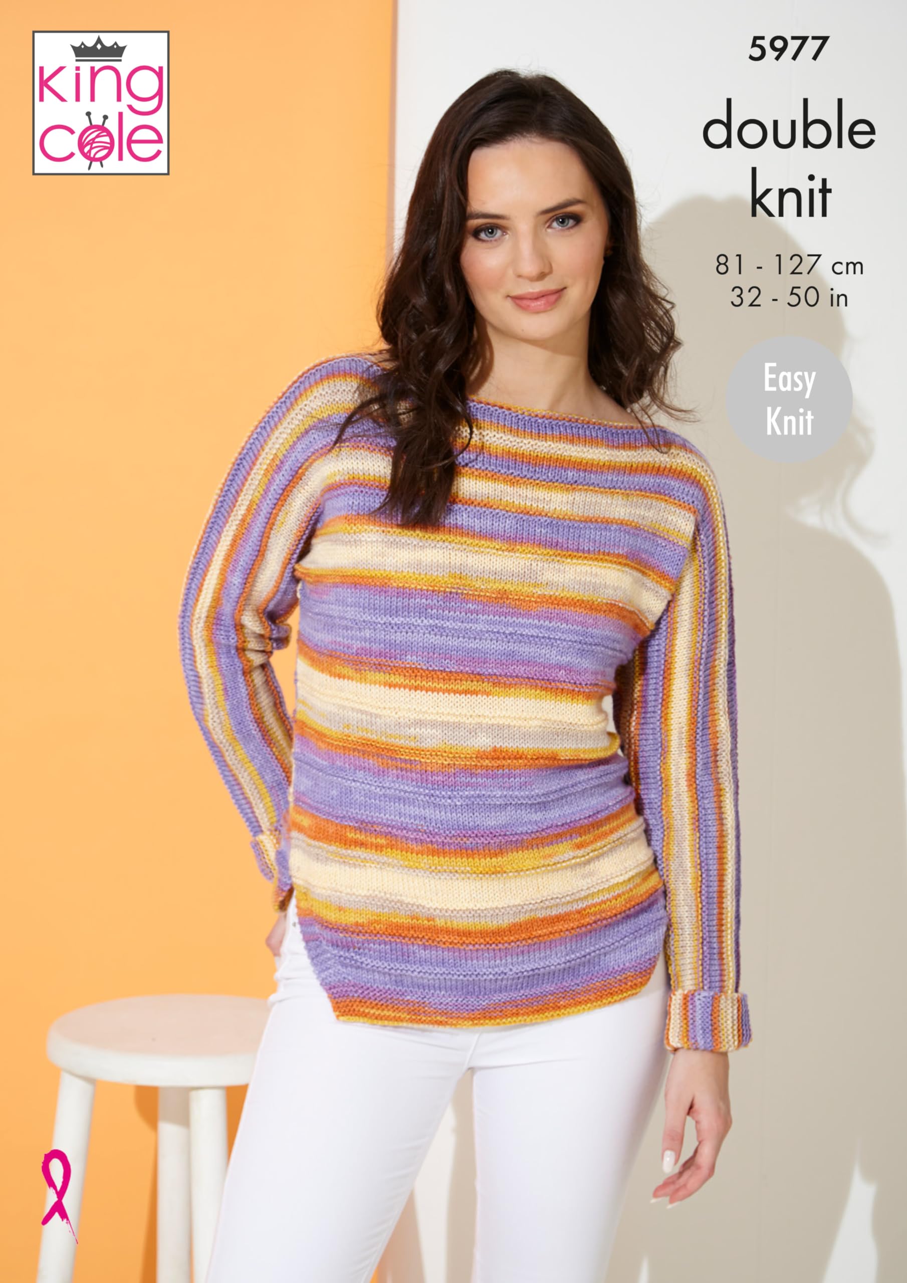 Easy Knit Knitting Pattern Womens Sweater & Top King Cole Double Knit DK 5977