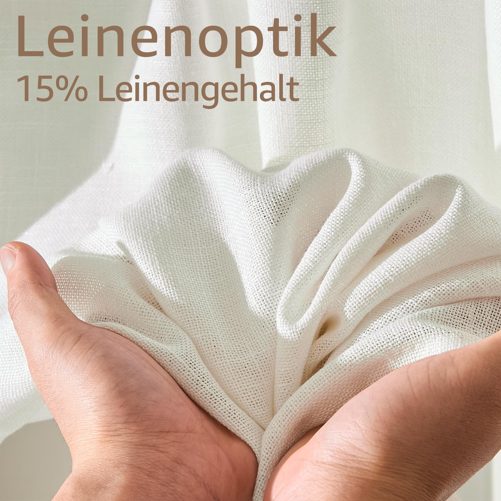 TOPICK Tendine per finestre in lino semitrasparenti, per soggiorno, casa di campagna, piccole finestre, 65 x 60 cm, colore bianco