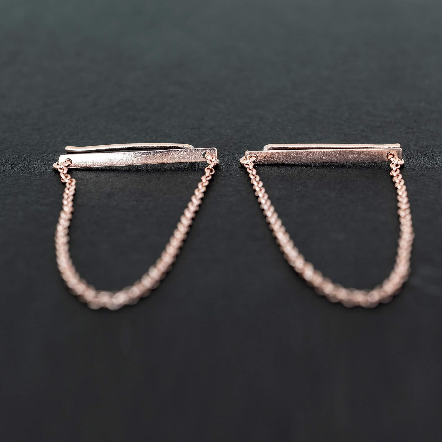 Chain Ear Cuff Earrings, 925 Sterling Silver, 40mm Chain Detail, Large Statement Design, Unusual Style, Hypoallergenic and Nickel-Free - Handmade by Emmanuela