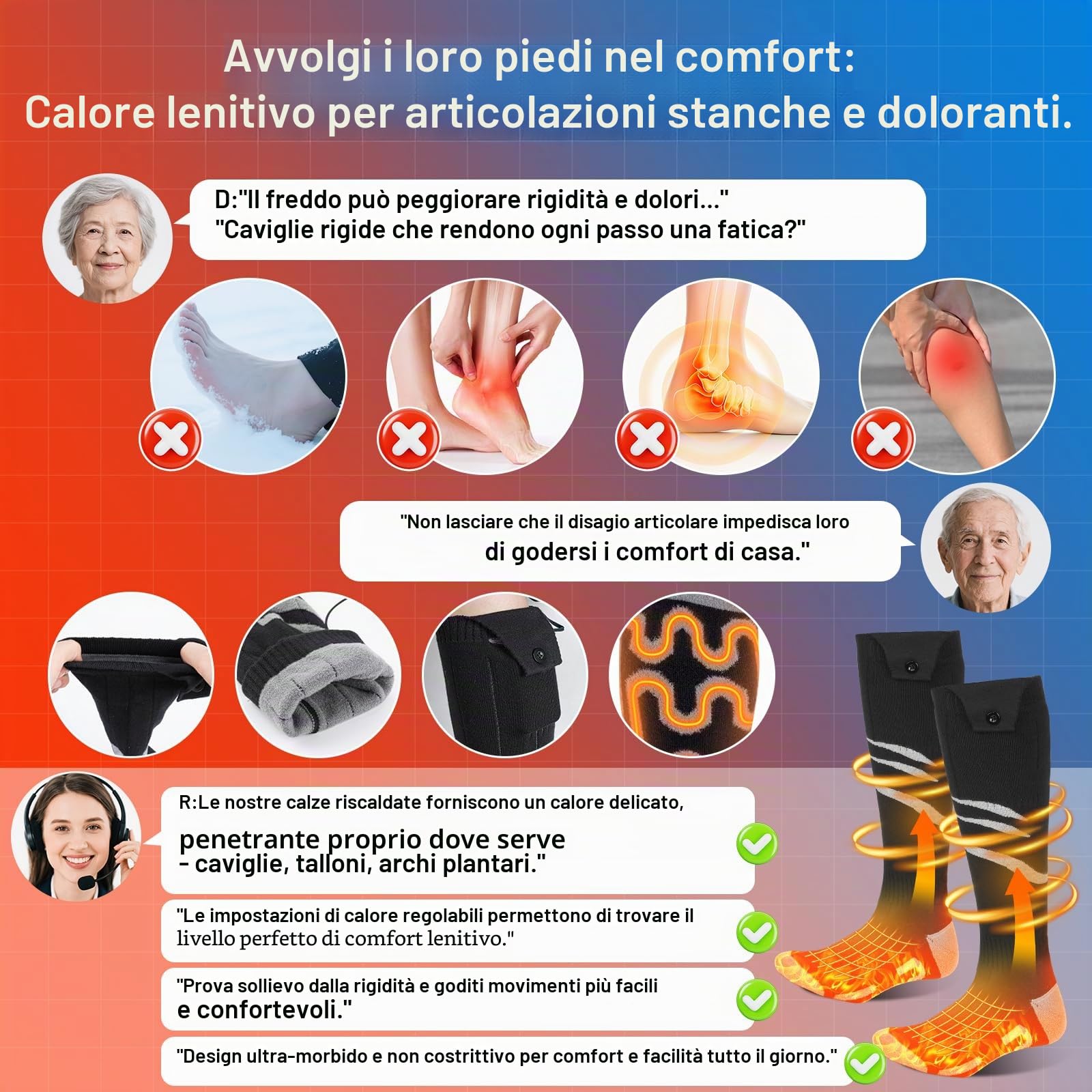 Calzini Riscaldati con APP Potenziati Batteria Ricaricabile da 5000mAh Calzini Riscaldati Elettrici per Uomo e Donna 4 Temperature Regolabili Ciclismo all'Aperto Campeggio Trekking Moto Sci L