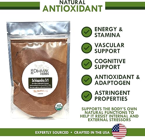 Miniatura 3 de Polvo de extracto orgánico de Schisandra 5:1 4oz | Schizandra Berry/Wu Wei Zi/Schisandra Chinesis para uso en agua, té o batido 4oz/112g por Dimmak
