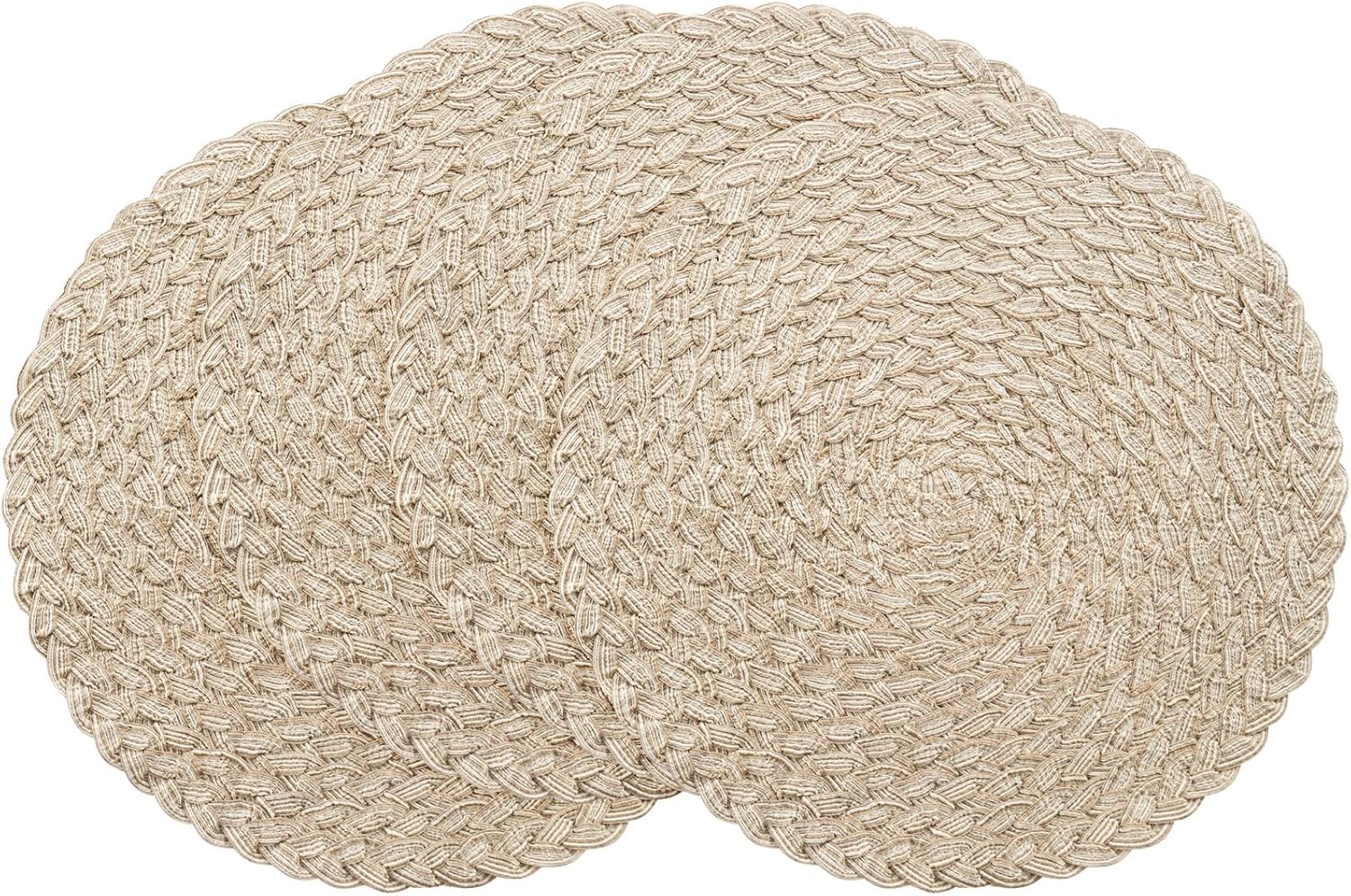 $20 Floroom 15" Round Braided Placemats, Set of 4