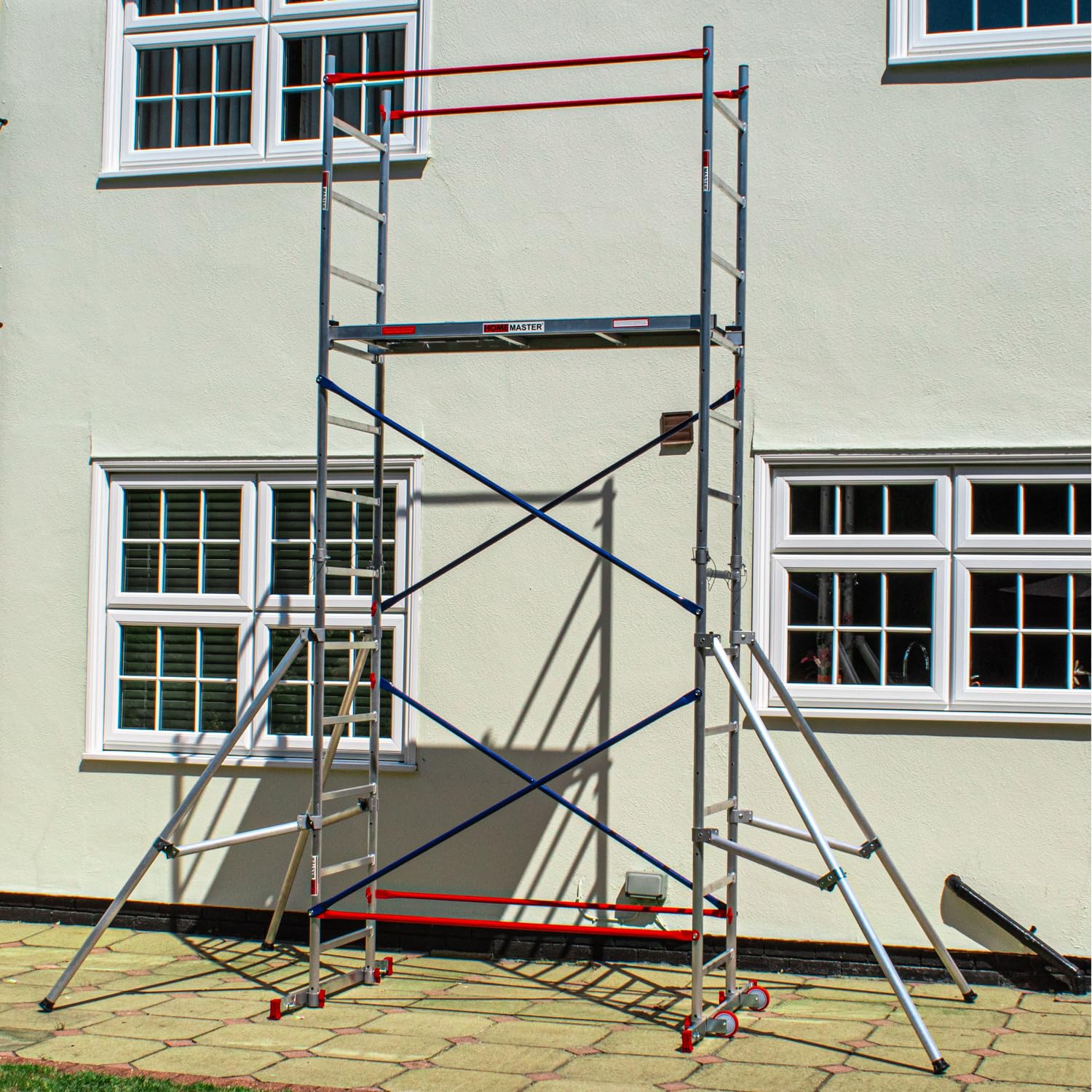 Bps Access Solutions Home Master Diy Scaffold Tower | Aluminium At-Home Scaffolding | 150Kg Load Capacity, Quick Assembly, Trapdoor Platform | 4M + 4 Outriggers