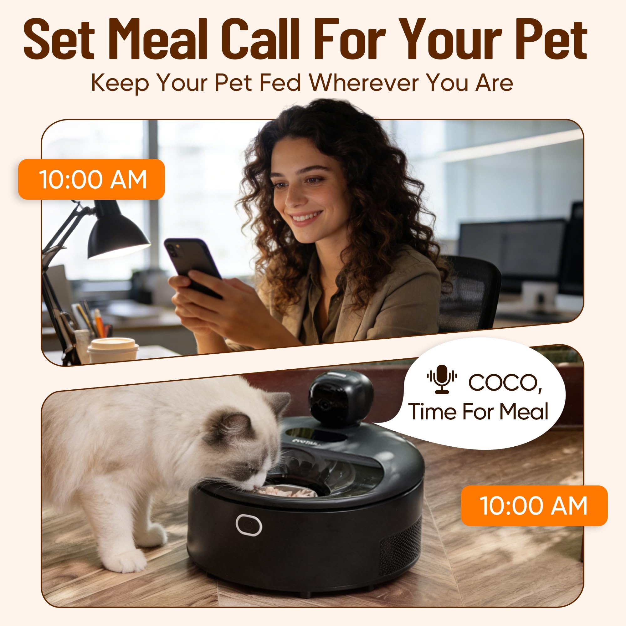 Wet Food Automatic Cat Feeder with Camera, Semiconductor Cooling & Heating with Stainless Steel Bowl, APP Control with Camera & Meal Call, 5 Fresh Meals Pet Food Dispenser (White) - image 7