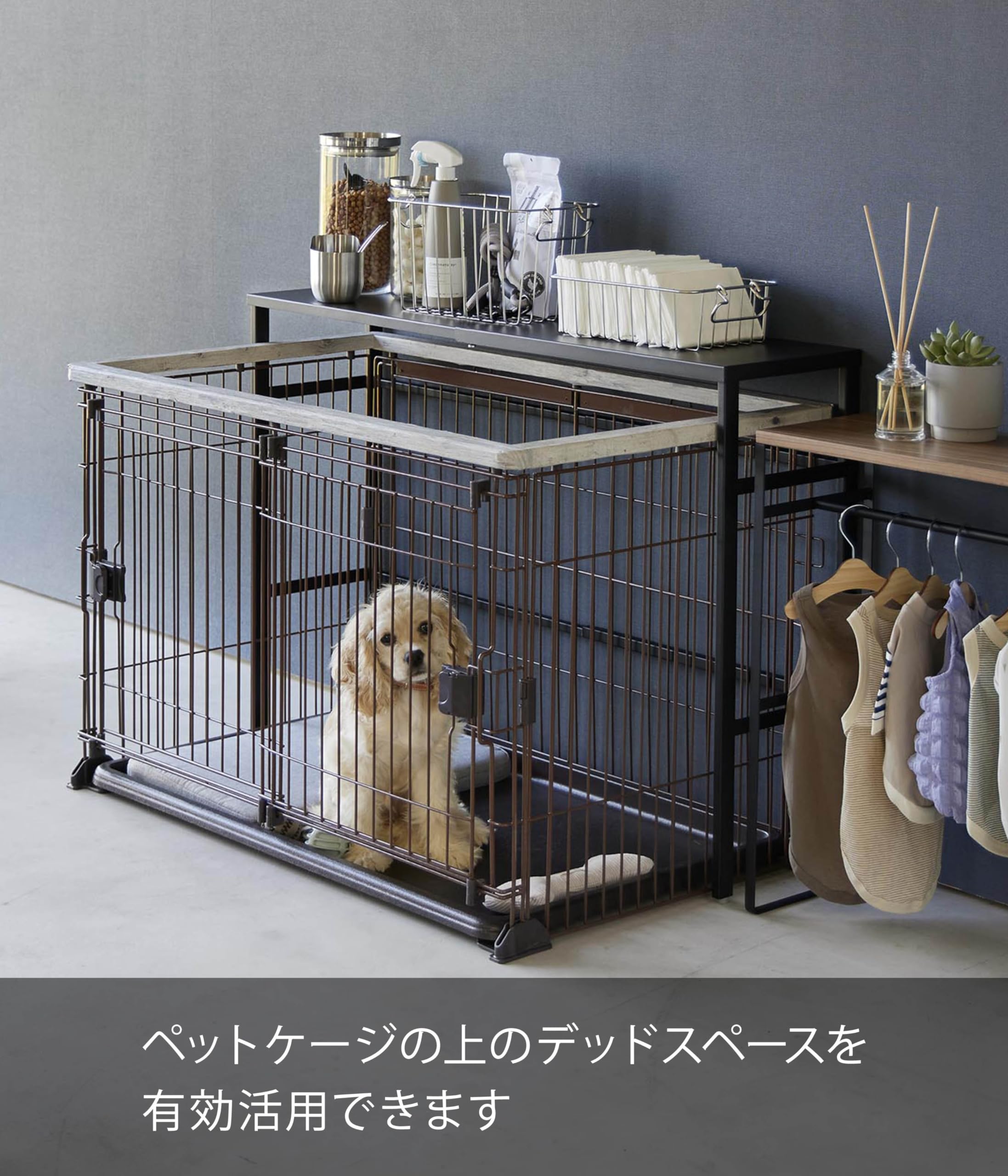 Amazon.co.jp: 山崎実業(Yamazaki) 伸縮 ペットケージ 上 ラック