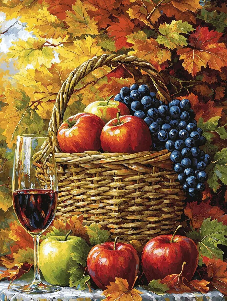 Frutta e vino rosso Dipingere con i Numeri per Adulti, 70x90cm a-907