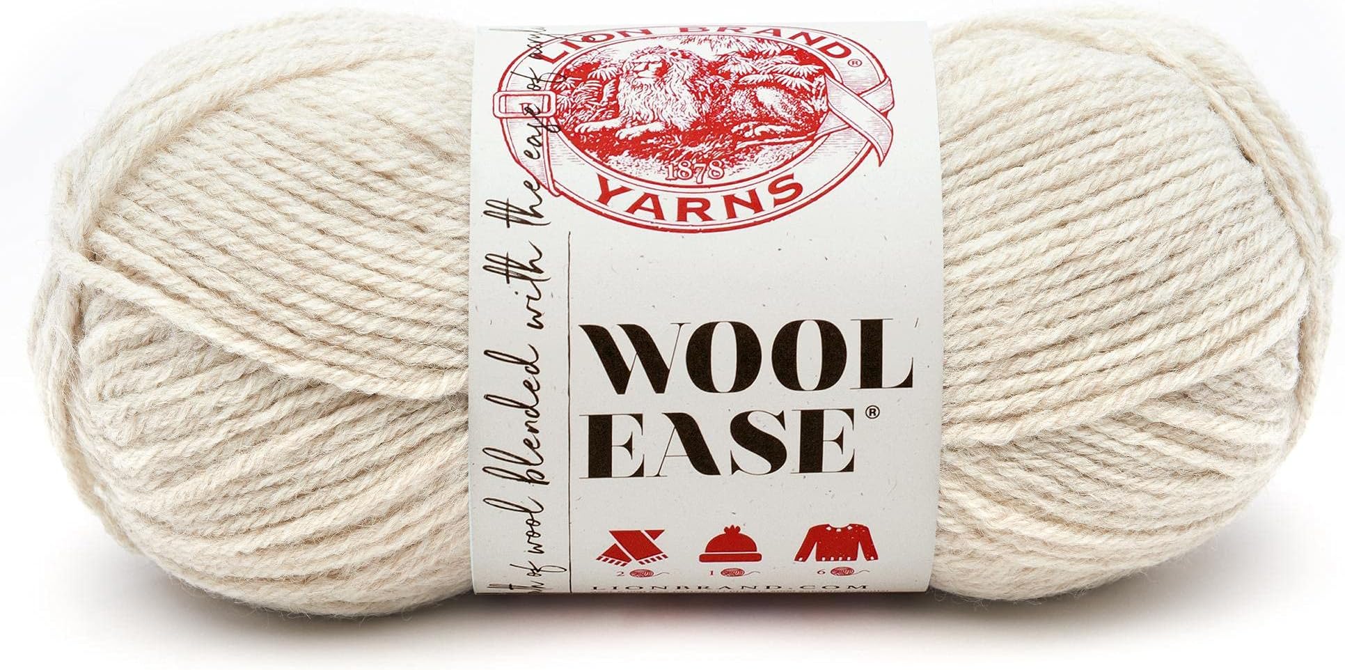 Lion Brand Yarn Wool-Ease Yarn, Worsted-Weight Yarn for Knitting and Crocheting, 1 Pack, Natural Heather