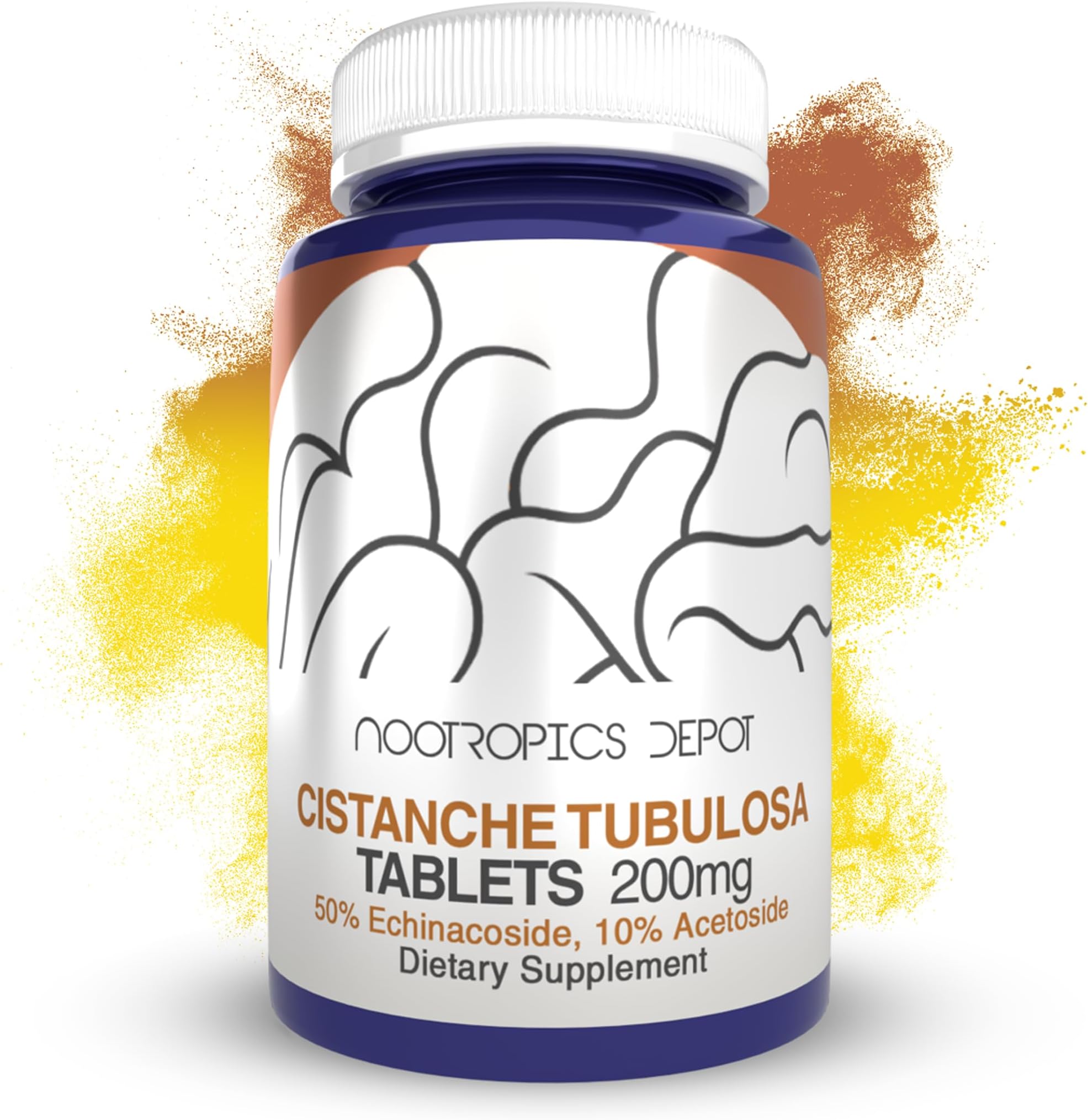 Cistanche tubulosa Tablets | 200mg | 60 Count | Minimum 50% Echinacoside + 10% Acetoside (Verbascoside) | Promotes Physical Strength and Energy | Promotes Vitality