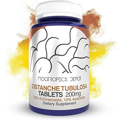 Nootropics Depot Cistanche tubulosa Tablets | 200mg | 60 Count | Minimum 50% Echinacoside  10% Acetoside Verbascoside | Promotes Physical Strength and Energy | Promotes Vitality