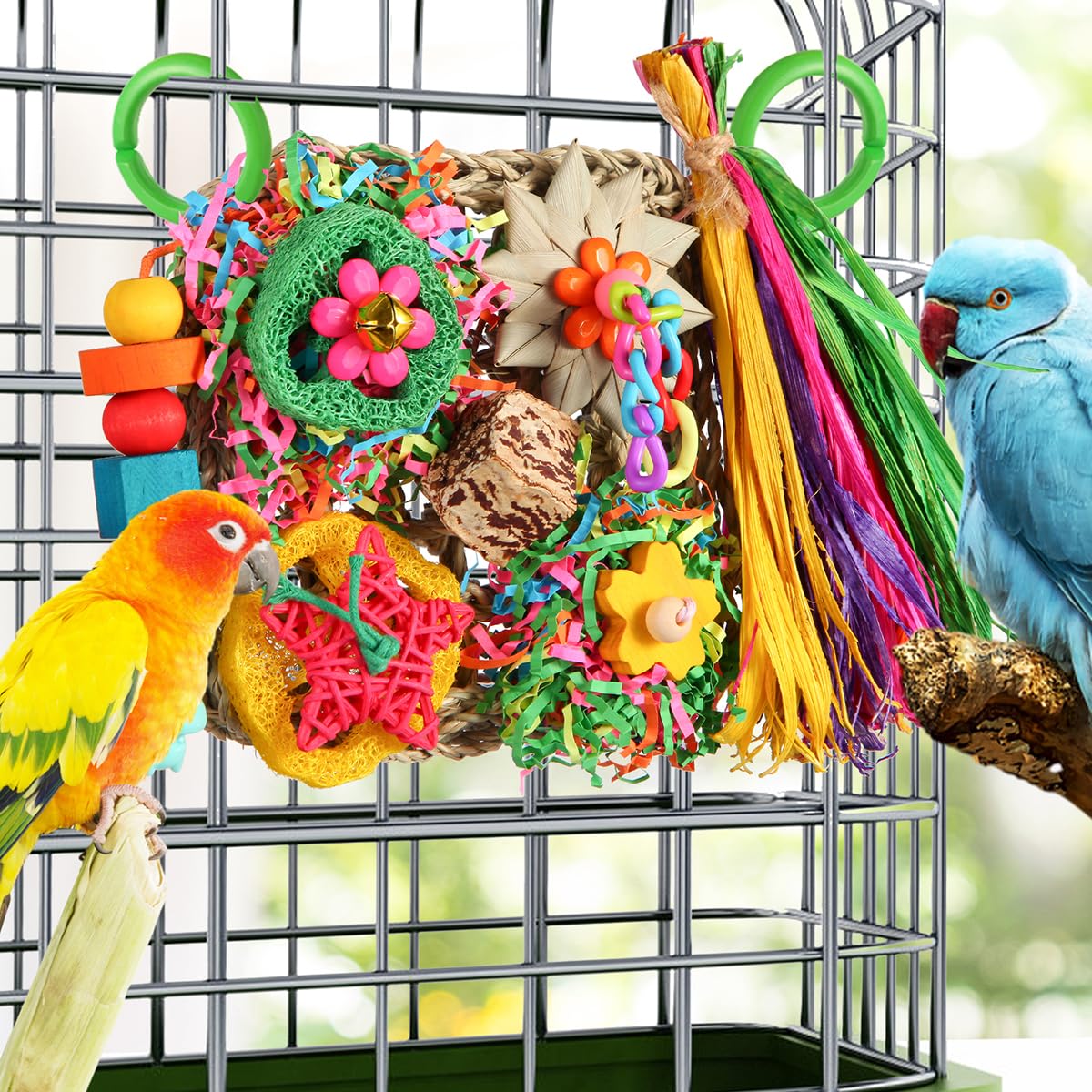 YIXUND Bird Toy, Parakeet Toy, Bird Feeder Toy, Grass Mat, Climbing Wall for Parakeets Parrots, Cockatiels, Parakeets - Image 4