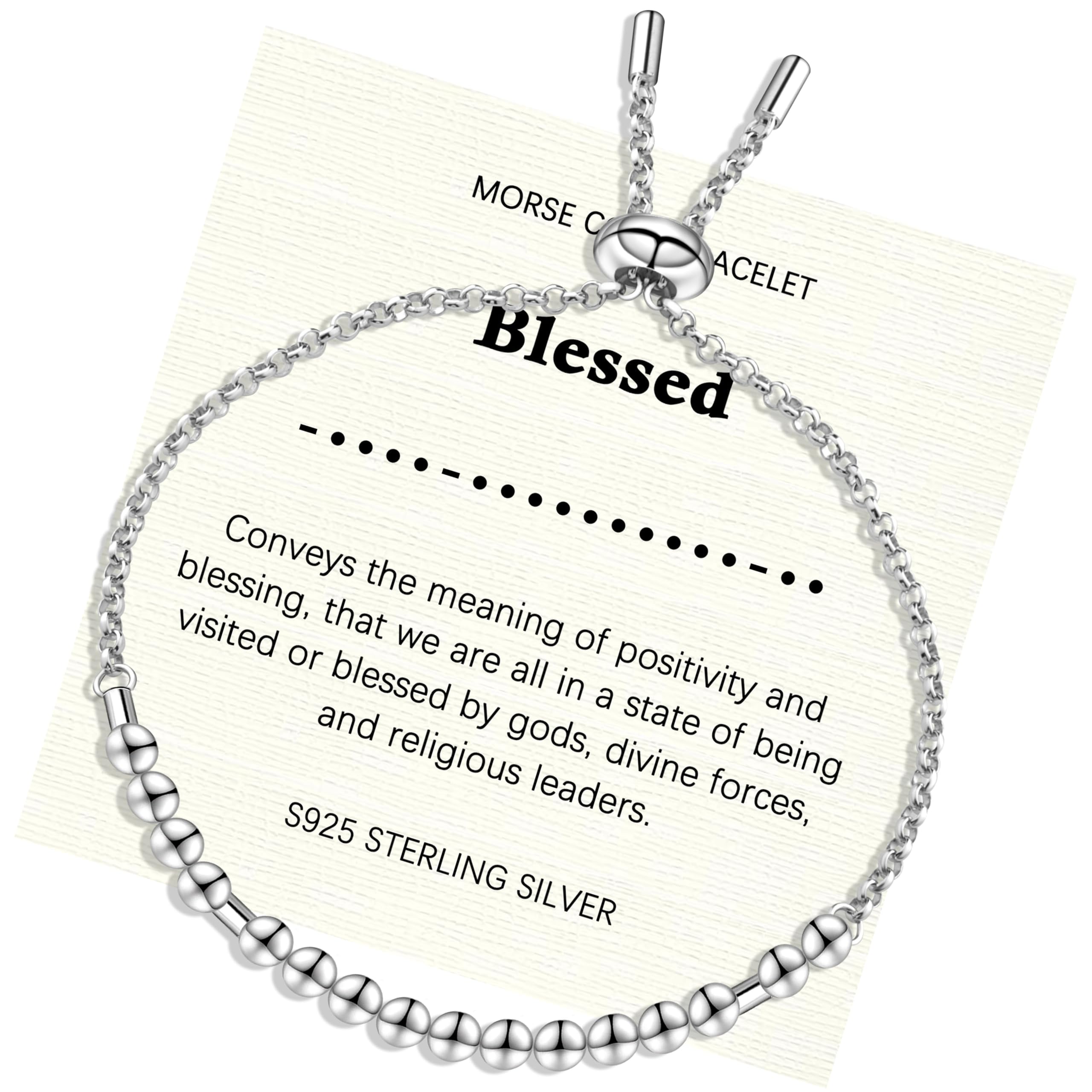 Helonley Morse Code Bracelet - 925 Sterling Silver Inspirational Bracelets