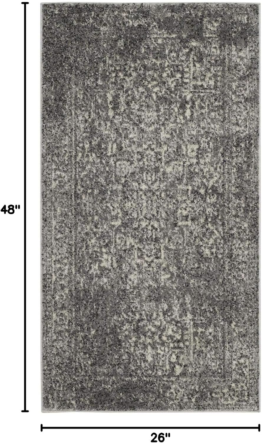 SAFAVIEH Evoke Collection Accent Rug - 2'2" x 4', Grey & Ivory, Distressed Design, Non-Shedding & Easy Cleaning, Ideal for Front Door, Kitchen, Entryway, Accent Space (EVK256D)