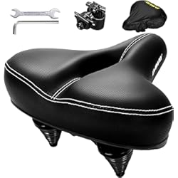 Sillin Bicicleta Estática Tres Tornillos DAWAY C30 Cómodo sillín de bicicleta de gran tamaño - Sillín de bicicleta estática extra ancho para mujer y hombre mayor, asiento de bicicleta de repuesto universal para MTB, Ebike, bicicleta de