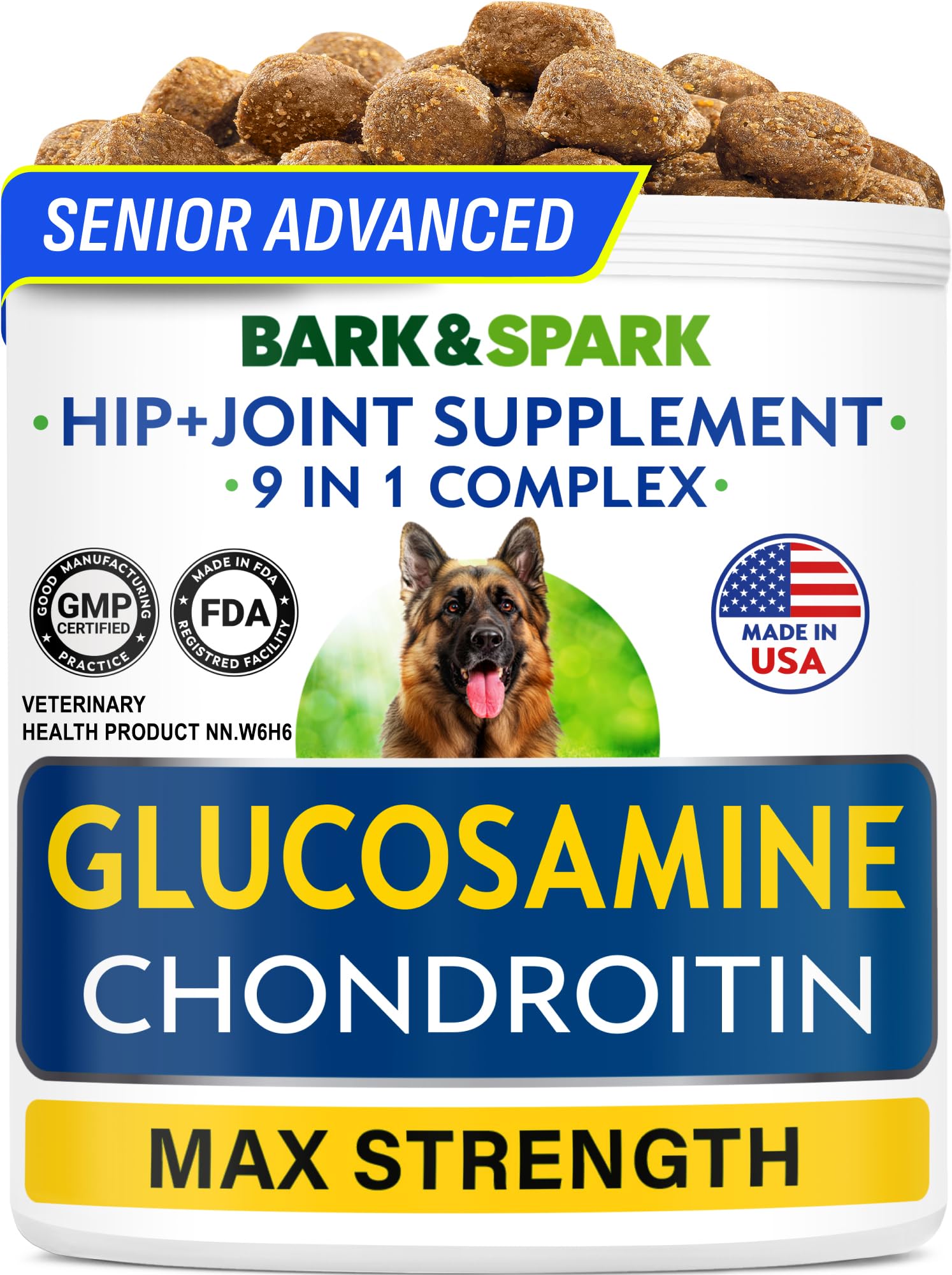 Advanced Glucosamine Chondroitin for Dogs Senior - Hip Joint Pain Relief Pills - Dog Joint Supplement Large Breed & Small - MSM Chews for Canine Health - Vitamin Treats Old Dogs -120Ct
