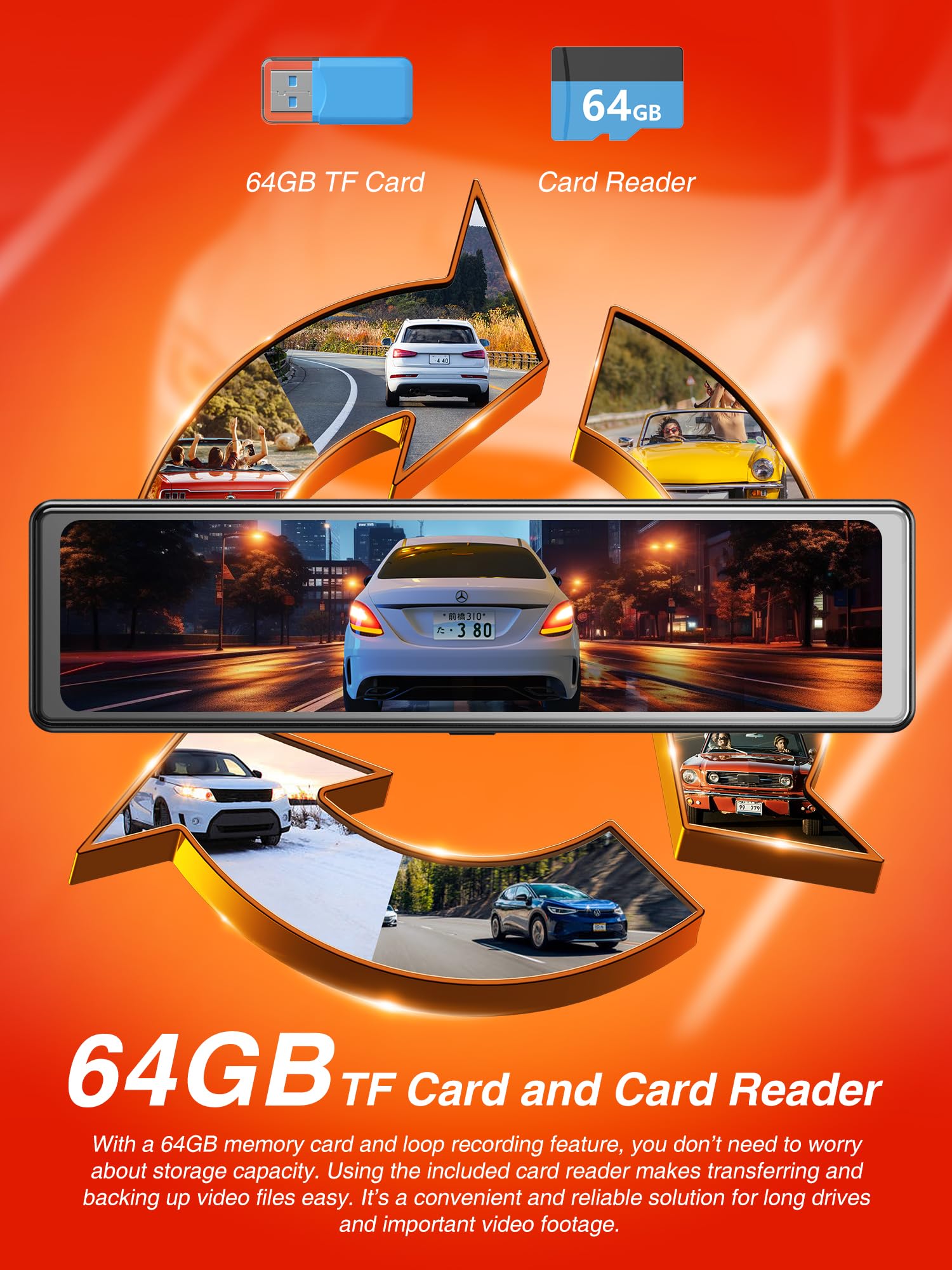 iZEEKER 4K Dashcam Voiture Avant Arrière, Caméra Rétroviseur 4K Écran Tactile, Carte SD 64GB, GPS, Écran 12", G-Capteur, Enregistrement Boucle, Assistance Parking, Mode Parking 24H, Vision Nocturne.
