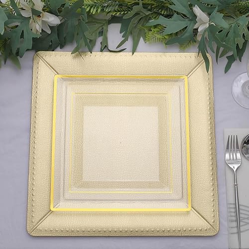 Miniatura 9 de Efavormart - Paquete de 10 bandejas cuadradas desechables con textura champán de 13 pulgadas, platos de carga de cartón similares a cuero, 38.80ozm