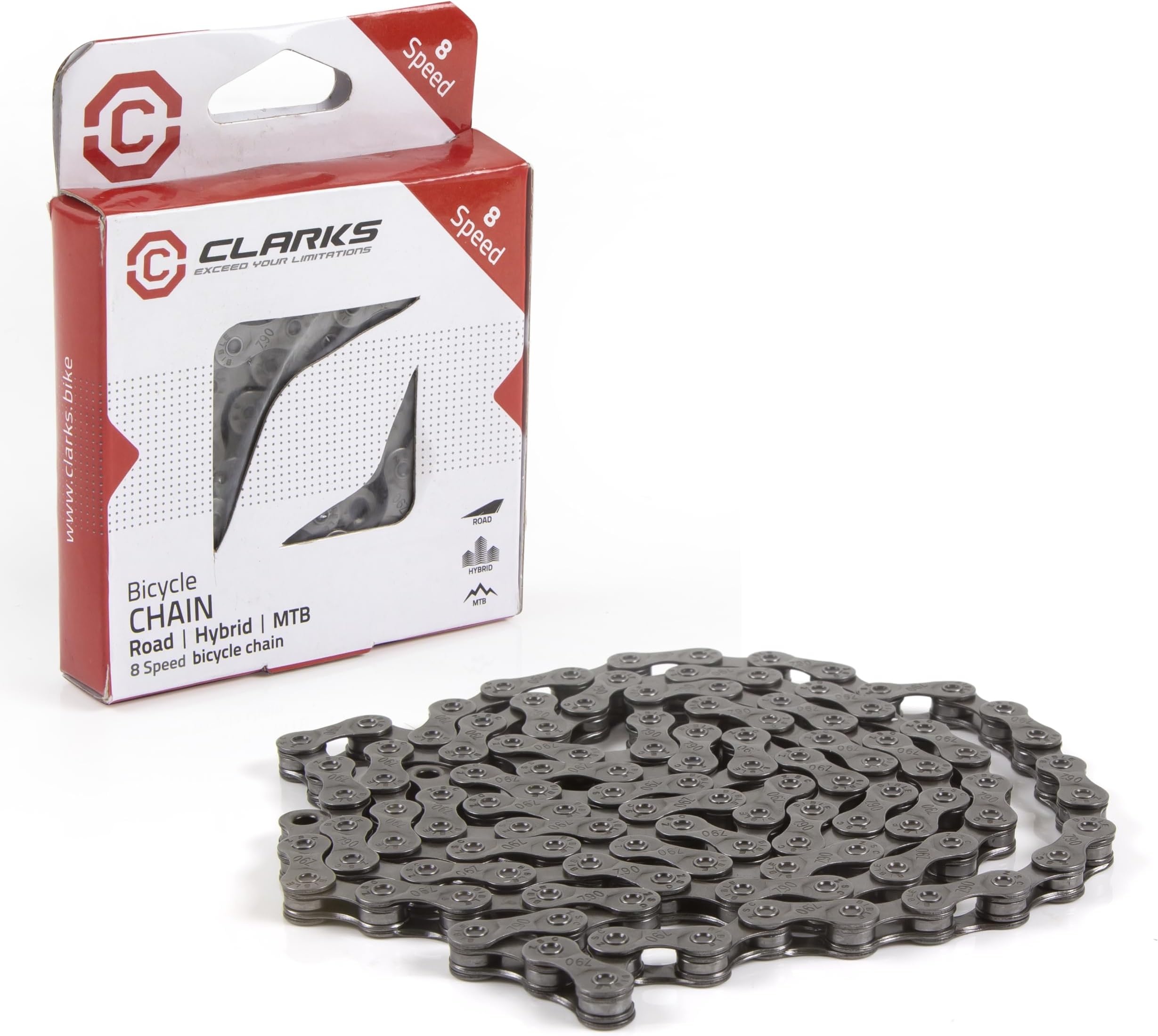 Clarks Standard Bike Chain - Single Speed to 12 Speed Size Durable, Lightweight Bike Chains for Hybrid Gear Systems on MTB and Road Bikes