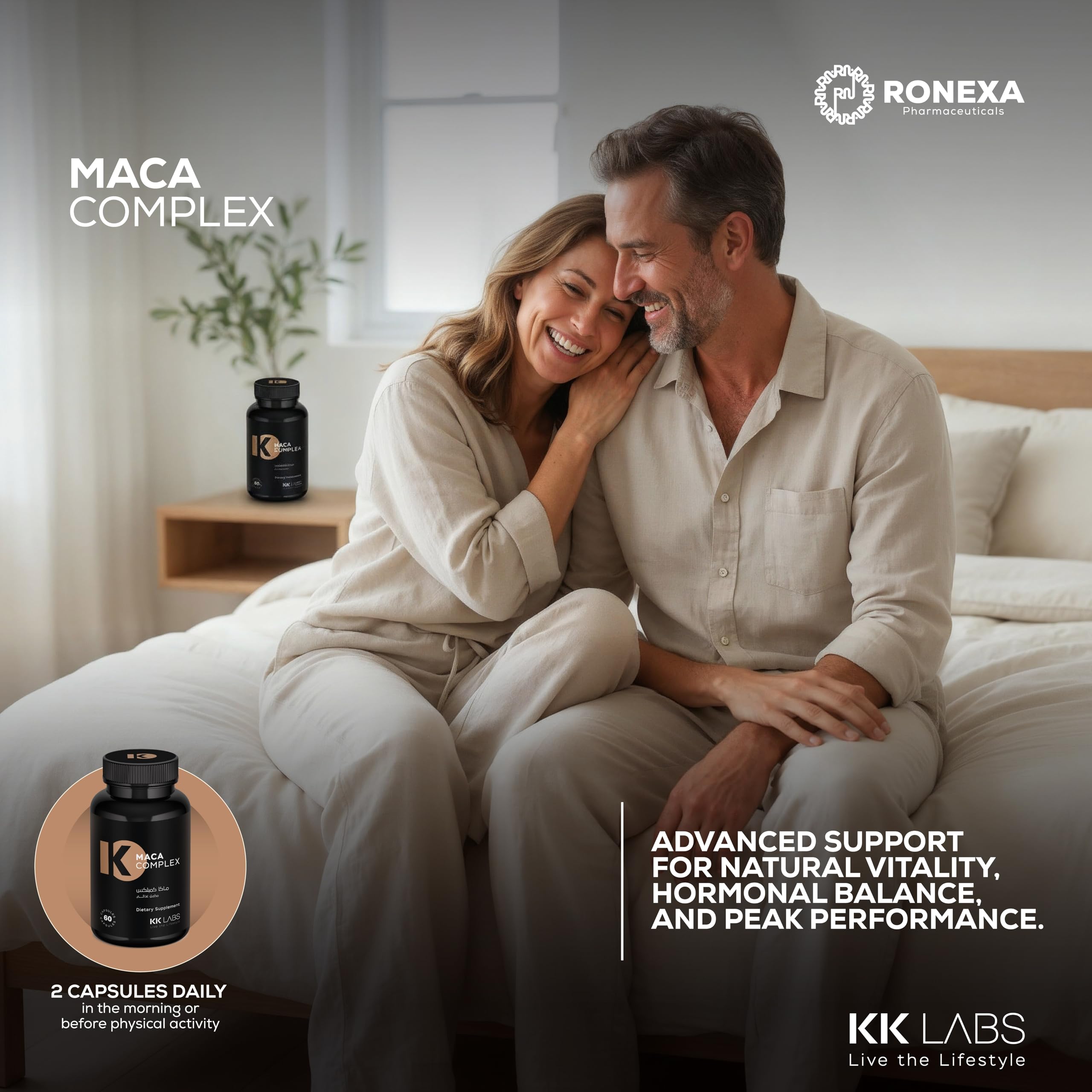 KK Labs Maca Complex 700mg 60 Capsules - Yellow Maca, Black Maca & Tribulus Terrestris Root Blend for Men & Women, Daily Energy, Stamina & Vitality Support for Active Lifestyles, 30 Servings