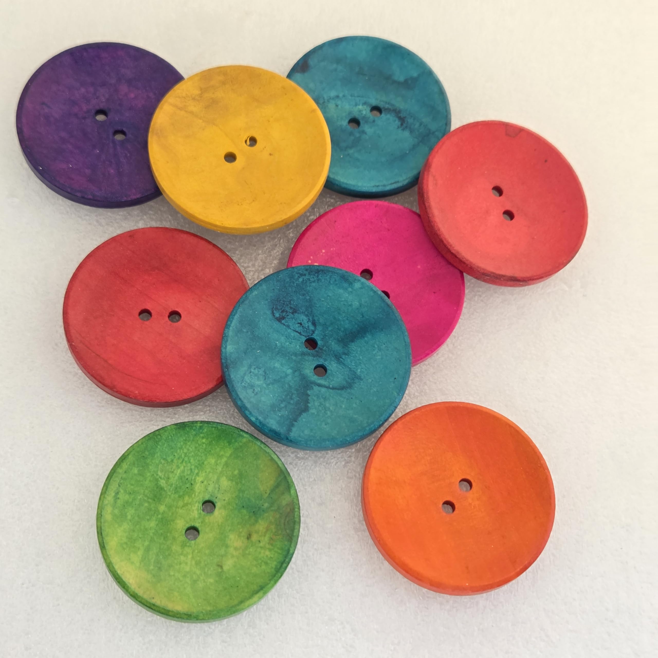 MajorCrafts 16pcs 40mm Mixed Colours 2 Holes Round Large Bowl Wooden Sewing Buttons