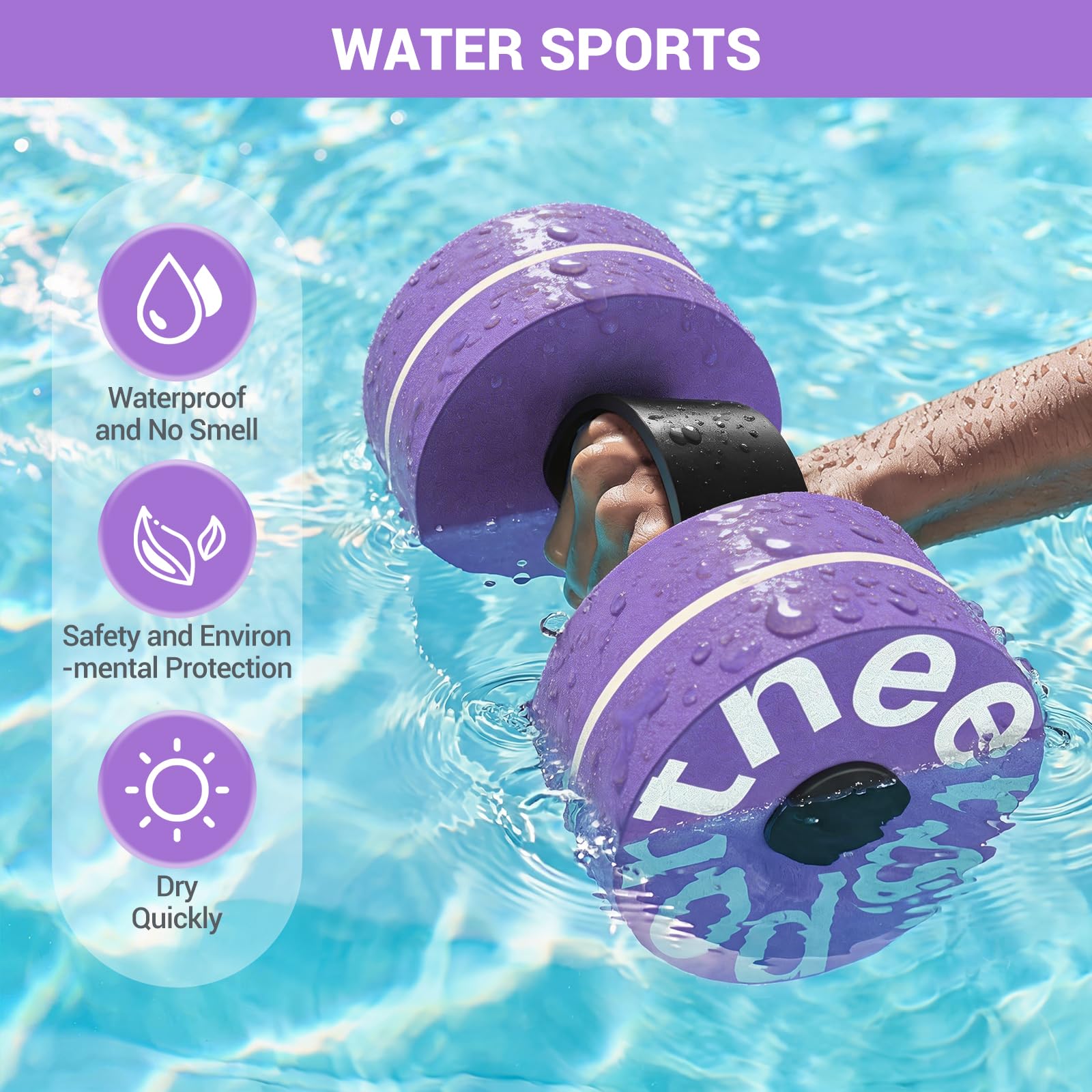 Sportneer Juego de 2 mancuernas de espuma EVA, pesas acuáticas, para ejercicios acuáticos, para pérdida de peso