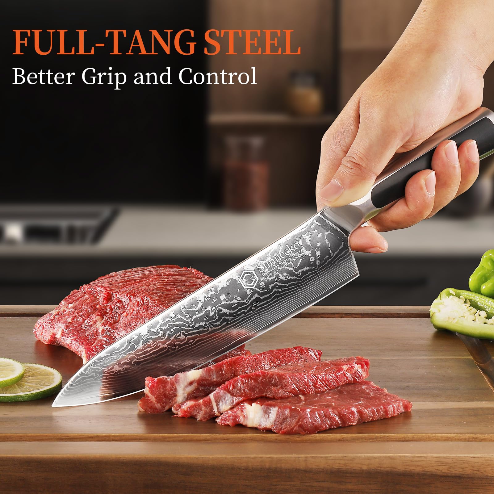 Sunnecko 8 Inch Japanese Damascus Chef Knife - Ultra Sharp VG10 Steel — Amazon image 6