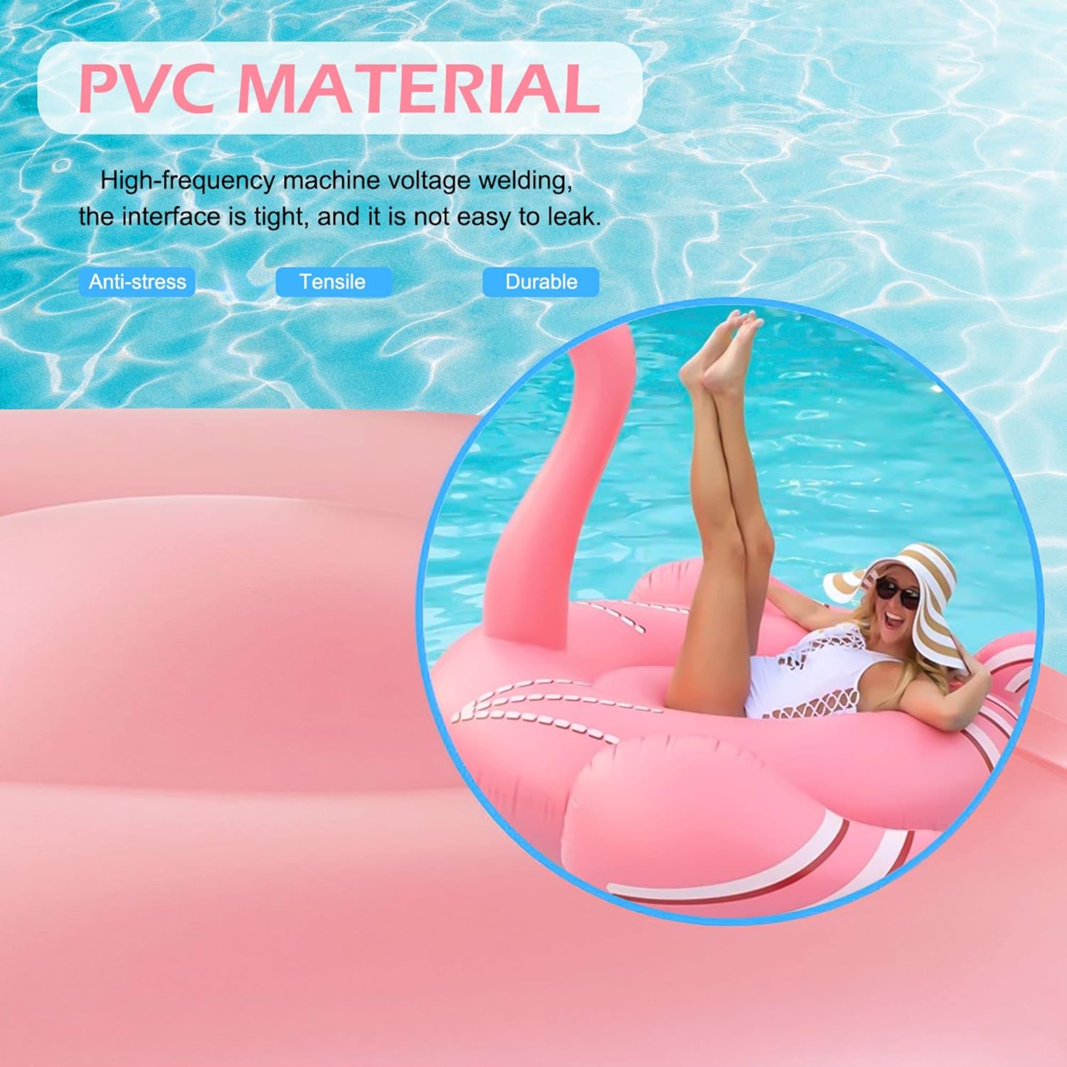 Giant Flamingo Pool Float with UV-Treated Vinyl and Speed Valve