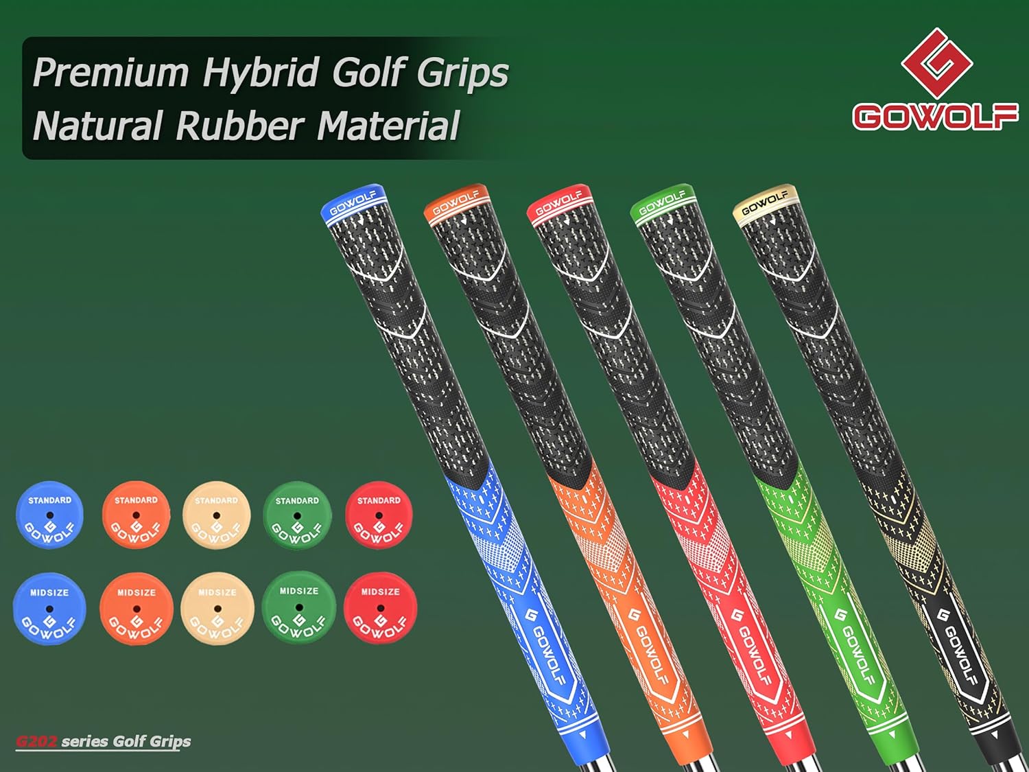 Gowolf Golf Grips Cord Rubber Multi-compound Golf Driver Irons Club 13pcs Golf Grips Colored Top Cover SL02 Pro with Free 15 Tapes