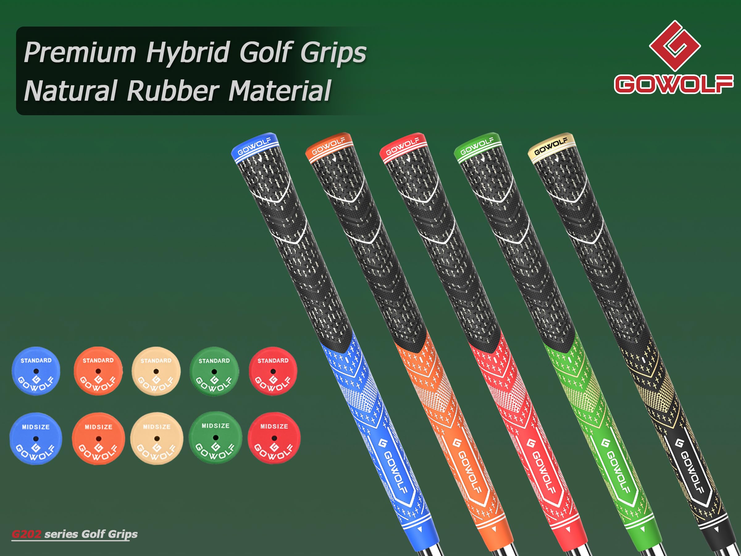 Gowolf Golfgriffe, Gummi, Multi-Compound-Golfschlägereisen, 13 Stück, farbige Oberabdeckung, SL02 Pro mit gratis 15 Bändern