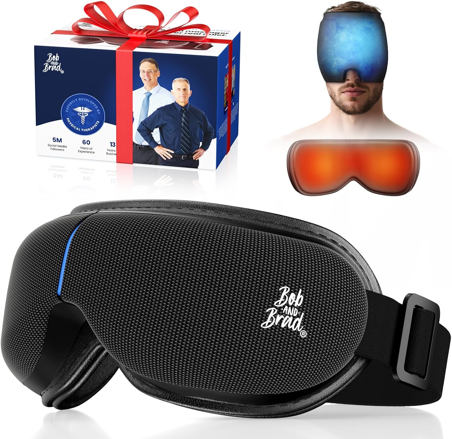 BOB AND BRAD Eye Massager with Heat and Cooling, EyeOasis 3 Elite Smart Eye Mask for Migraines, Heated Face Massager for Dry Eyes Strain Relief Improve Sleep, Birthday Gifts for Women Men Mom Dad