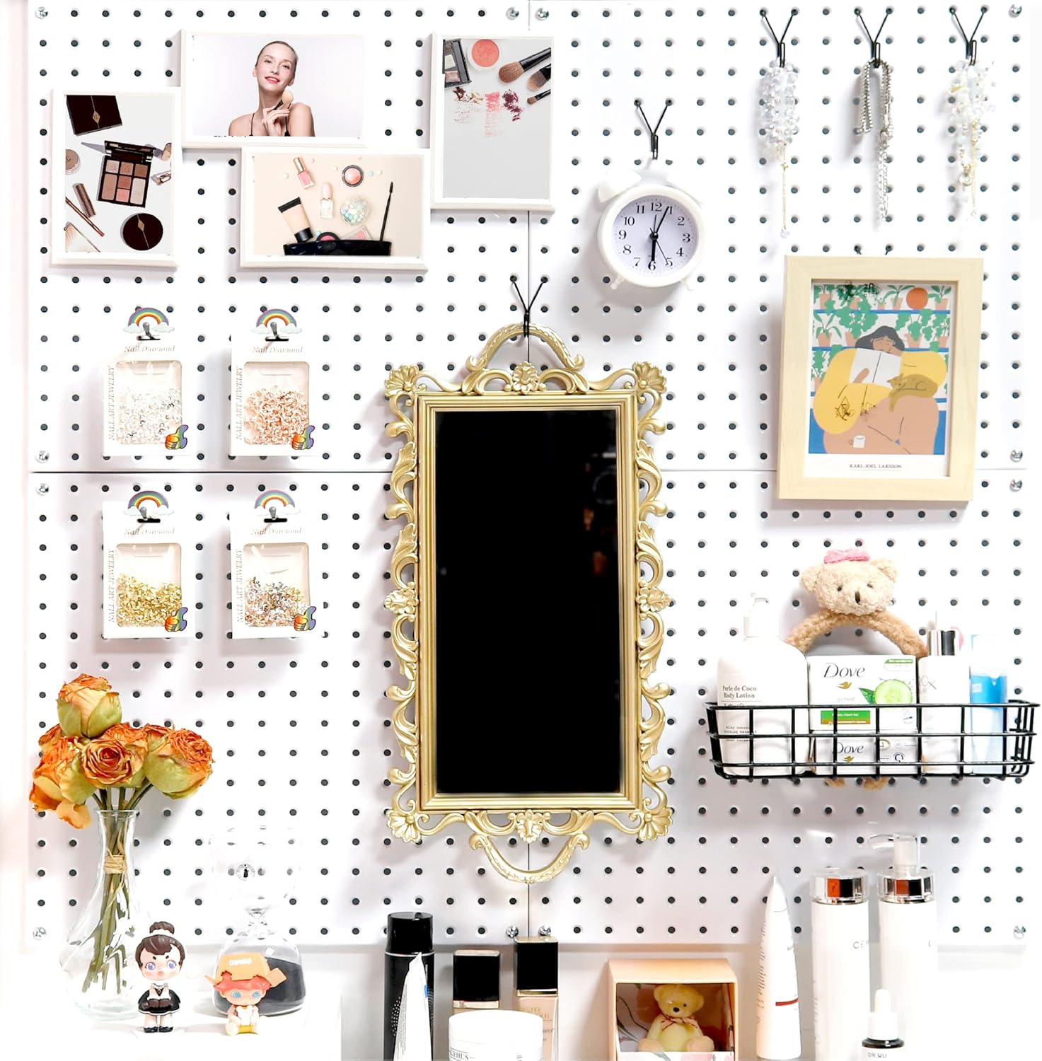 HUHOLE Pegboard Hooks, J-Hook, 1 Inch Silver Pegs 40 Pack, Ideal Display Hooks for Hanging Jewelry, Necklaces, Keys, Small Tools, Will Not Fall Out, Fit 1/8”, 3/16” Peg Boards : Industrial & Scientific