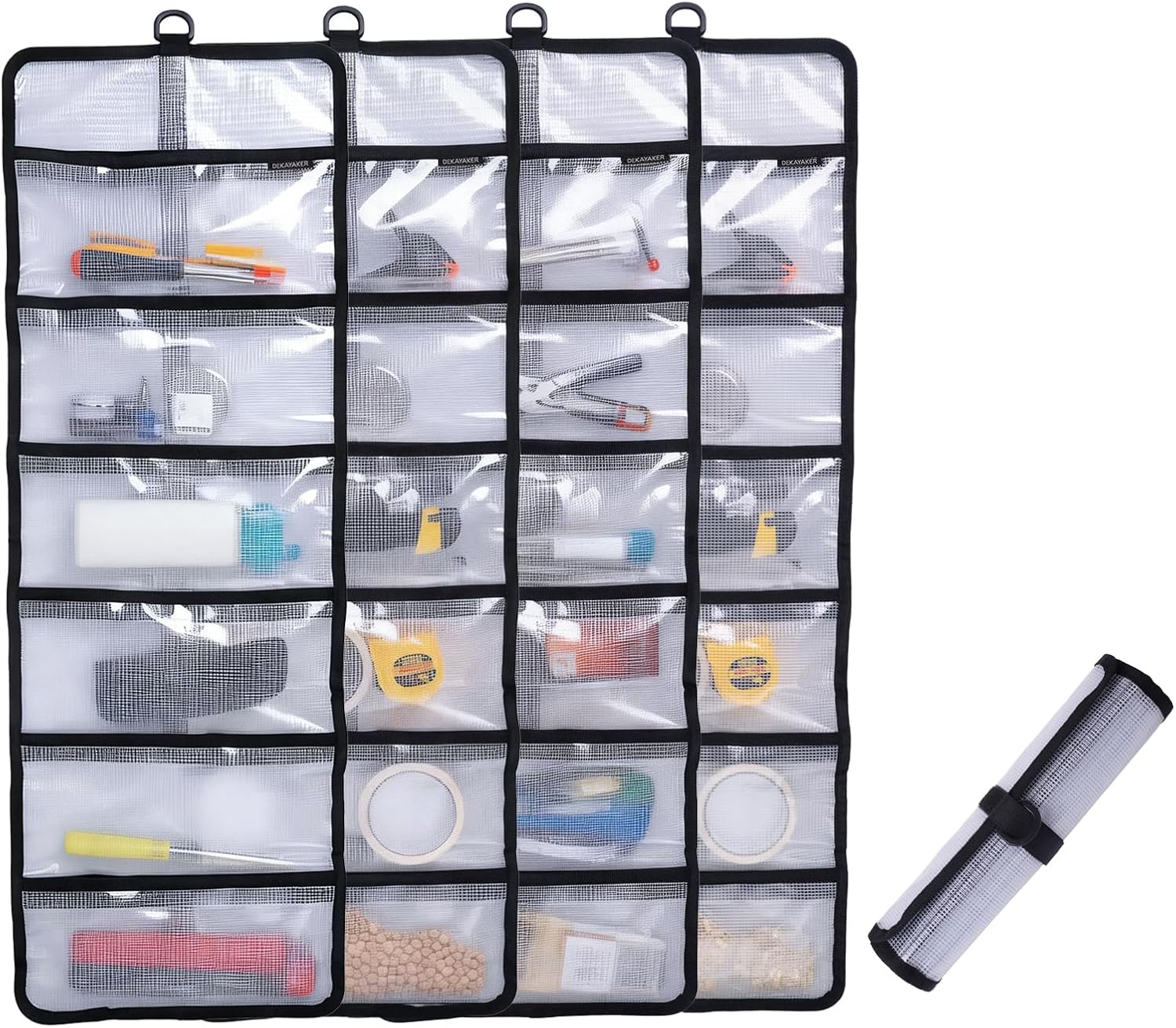 Large Tool Roll Bag, 6-Pocket Expanded Organizer for Longer Tools & Gear | 35.4"x12.2" with 13.5" Pockets, Waterproof PVC- 4 Pack